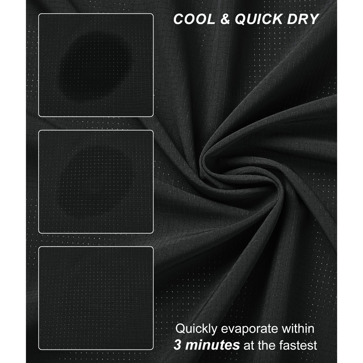 Hisdern Men's Sun Protection Black Fishing Shirt UPF 50+ for Fishing Hiking