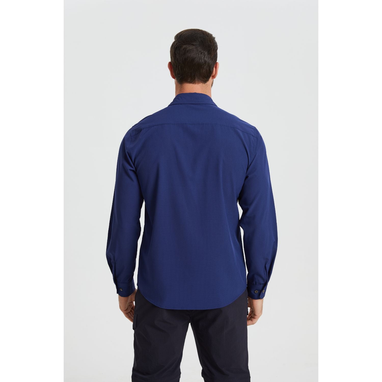 Hisdern Men's Sun Protection Navy Fishing Shirt UPF 50+ for Fishing Hiking