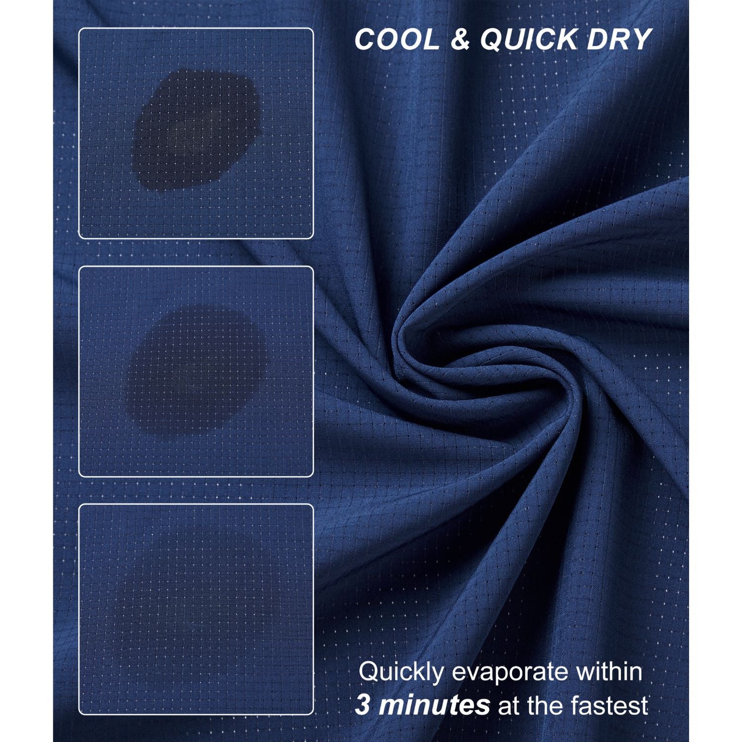 Hisdern Men's Sun Protection Navy Fishing Shirt UPF 50+ for Fishing Hiking