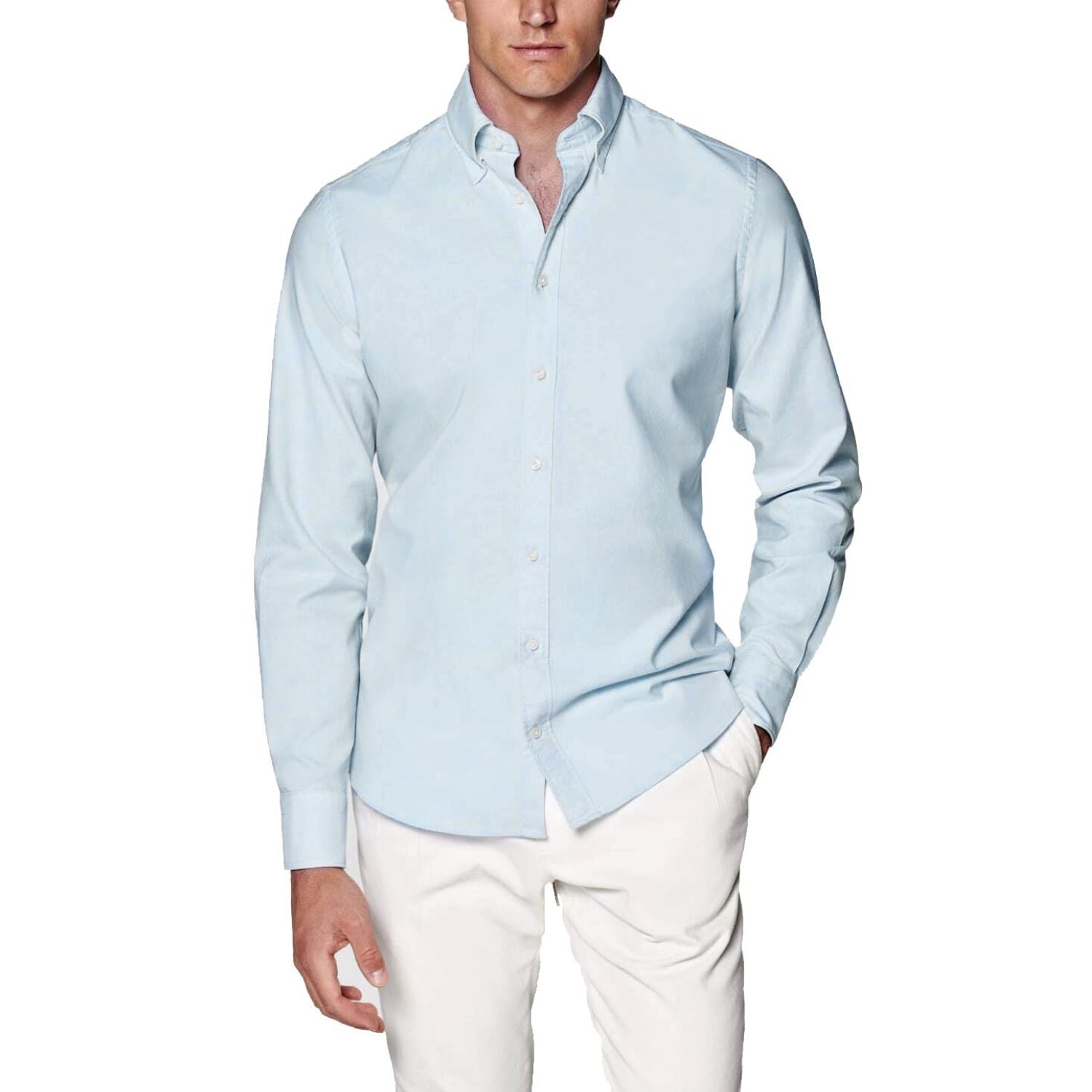 Men's Dress Shirt with Pocket - MICRO TWILL BLUE