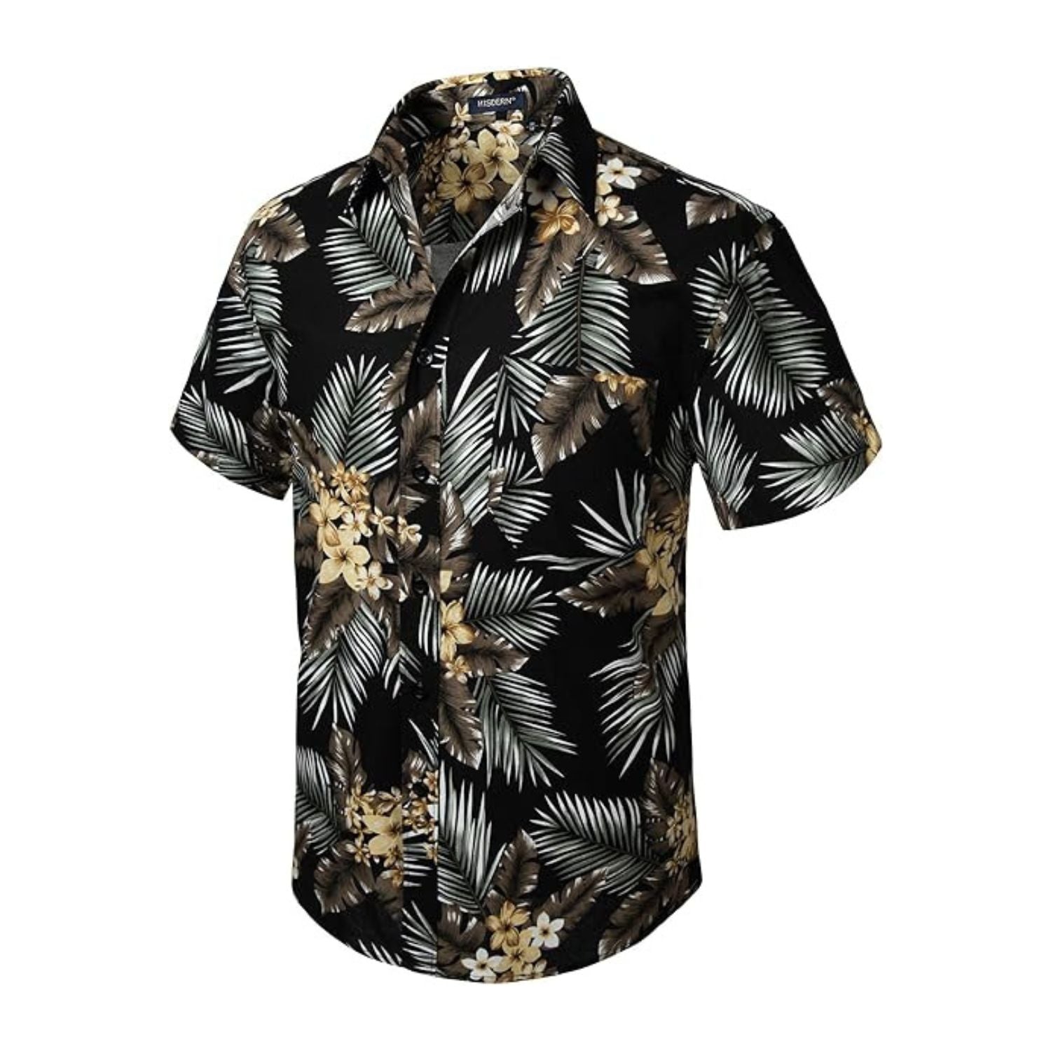 Hisdern Blue Vintage Palm Tree Hawaiian Wedding Shirt