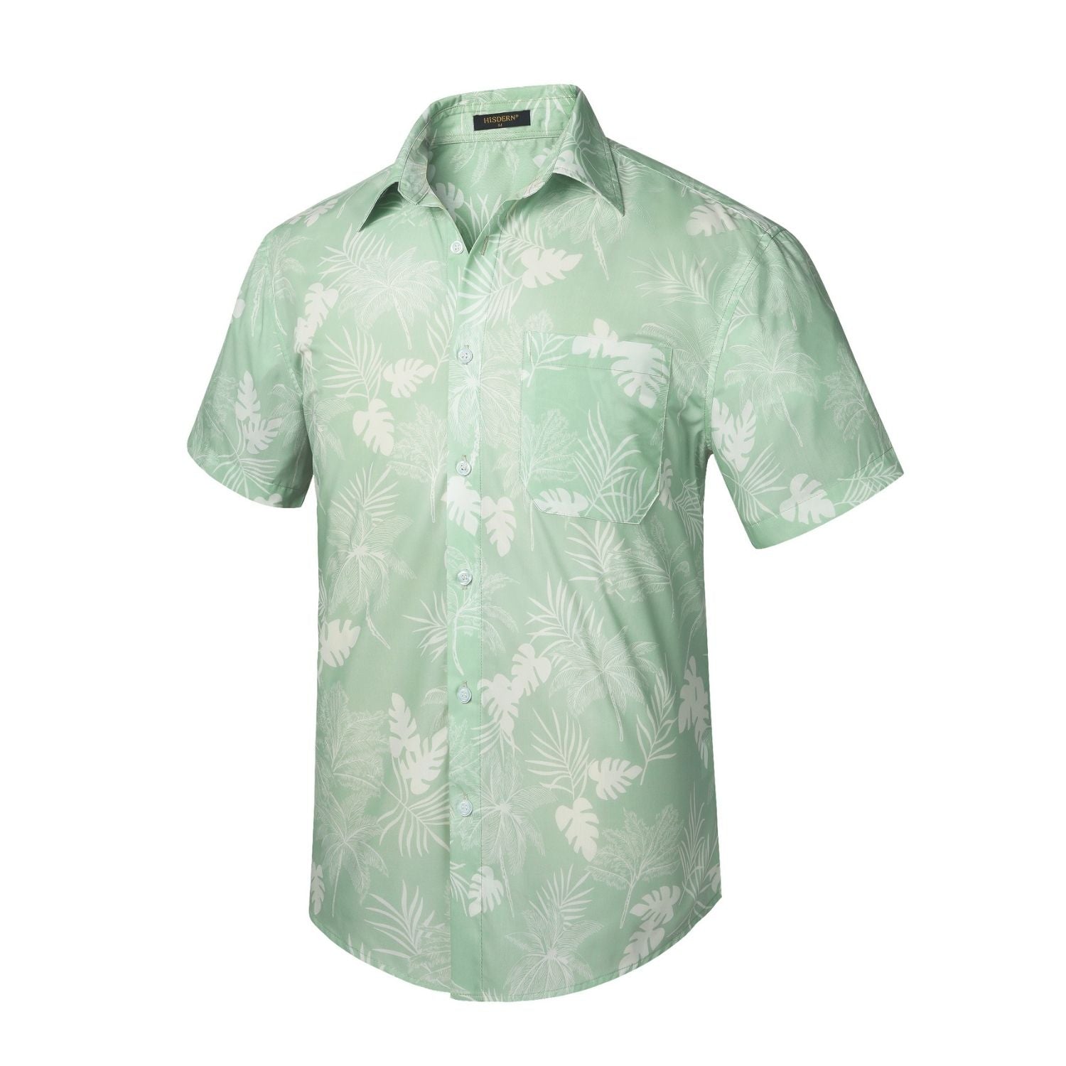 Hisdern Blue Vintage Palm Tree Hawaiian Wedding Shirt
