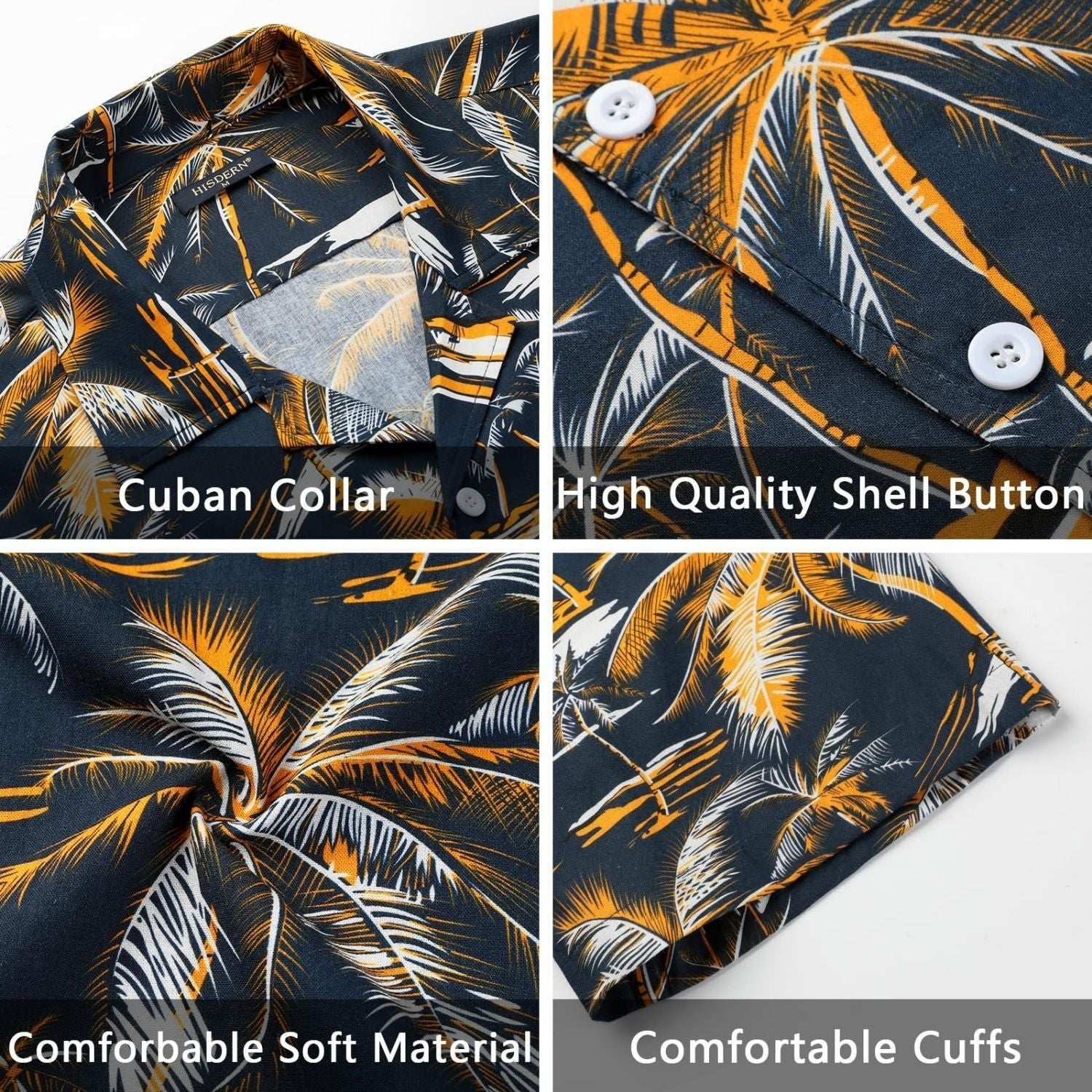 Blue Orange Palm Tree Button Up Hawaiian Shirt For Summer Vacation