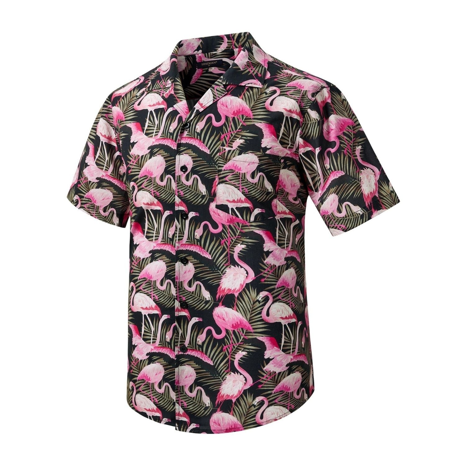Pink Flamingo Button Up Hawaiian Shirt For Summer Vacation
