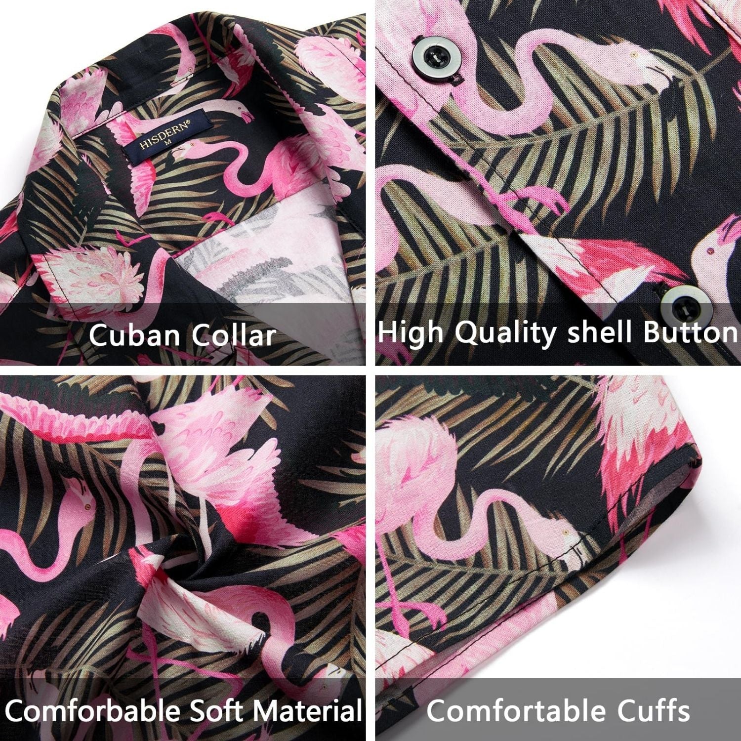 Pink Flamingo Button Up Hawaiian Shirt For Summer Vacation