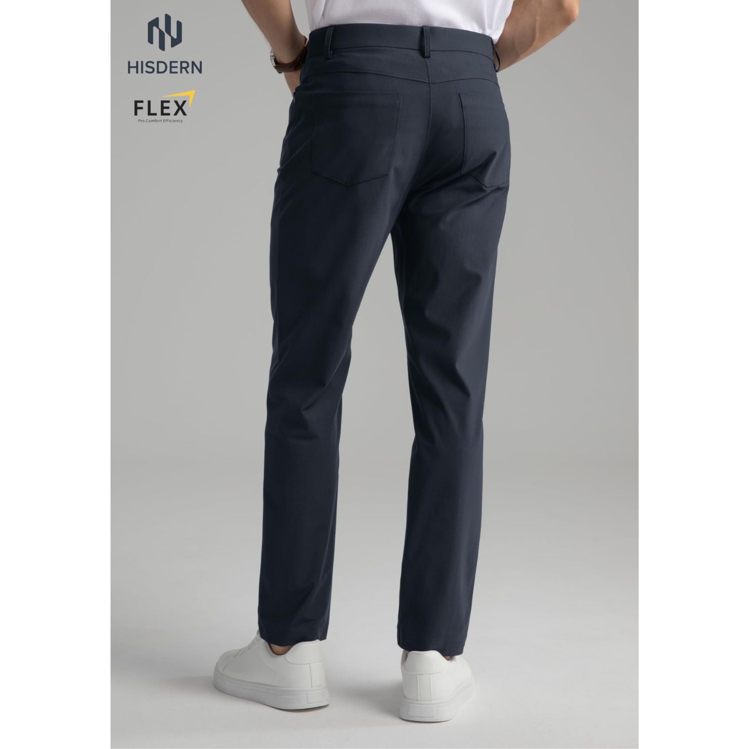Hisdern Flex 503 Men's Golf Pants Slim Fit Dusty Blue Stretch for Business Casual