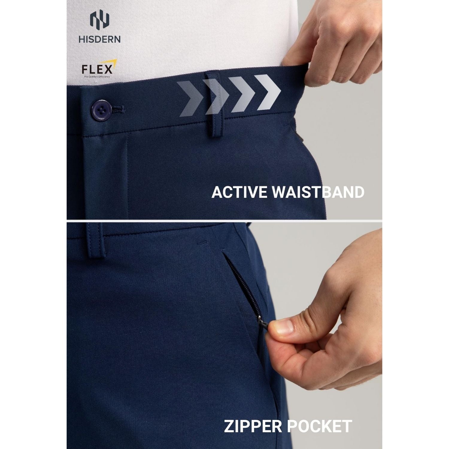 Hisdern Flex 505 Men's Wide-Leg Business Casual Navy Blue Pants Seamless Comfort
