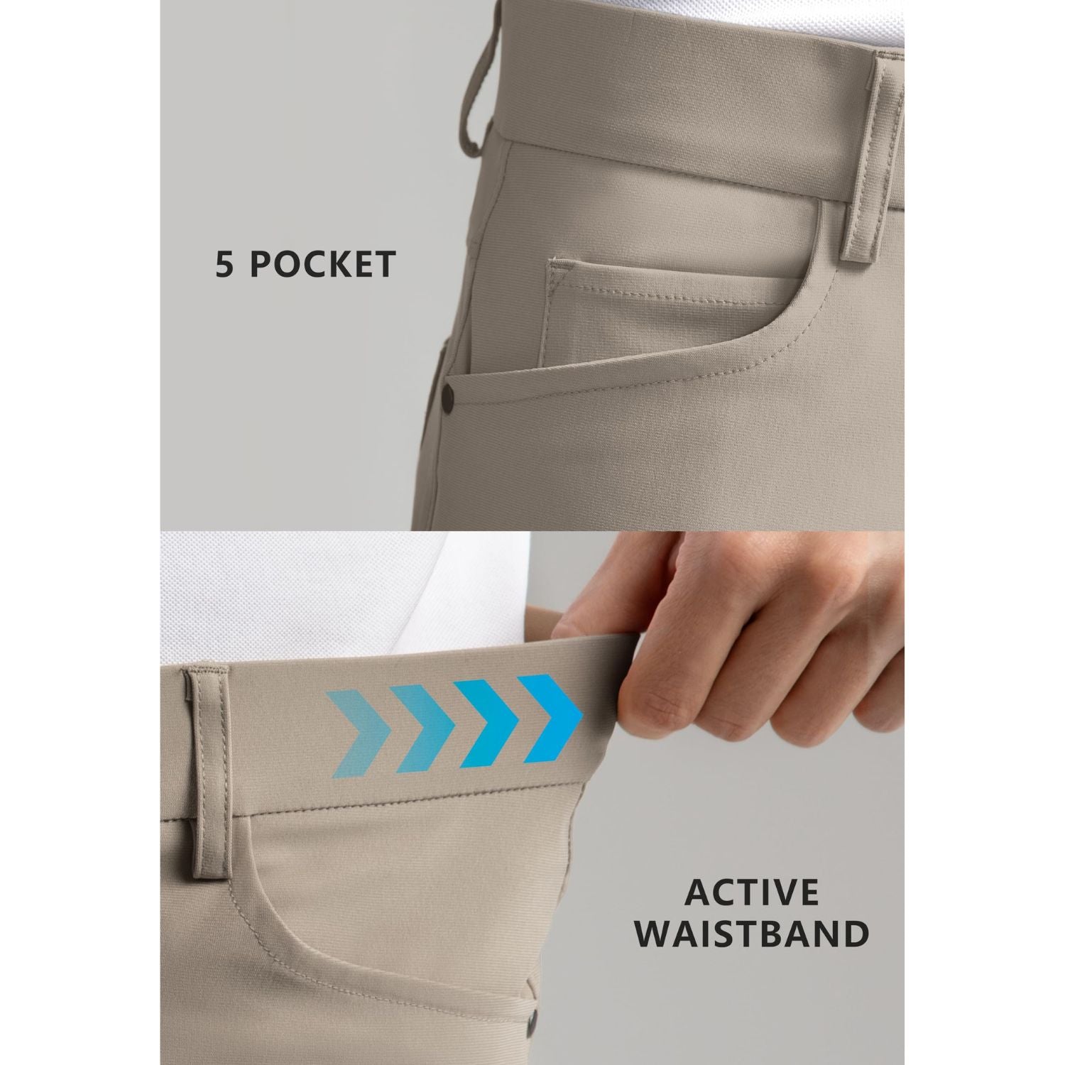 Hisdern Flex 503 Men's Golf Pants Slim Fit Warm Gray Stretch for Business Casual
