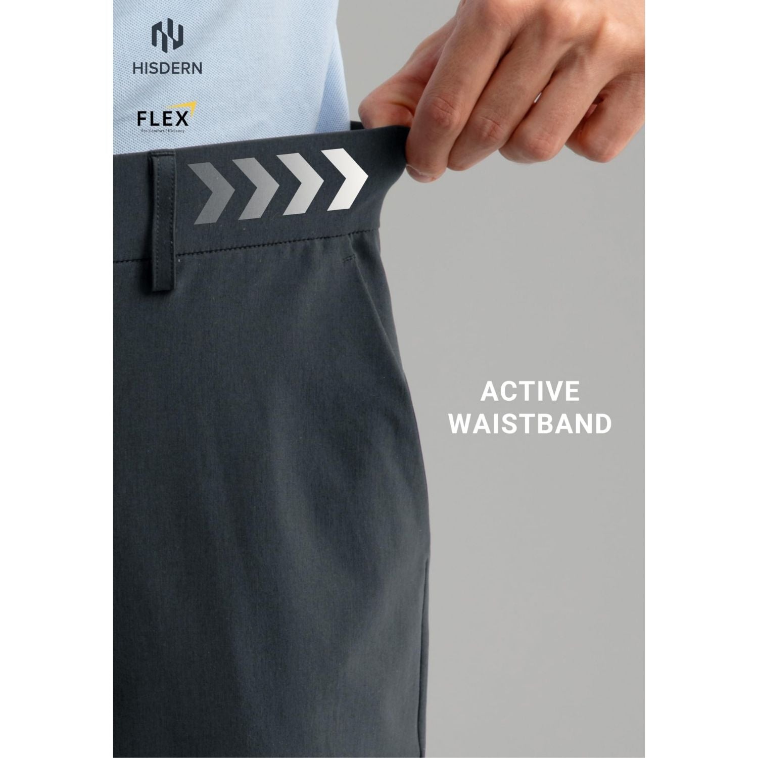 Hisdern Flex 301 Men's Stretch Dress Pants Iron Gray Classic Fit Casual Pants for All-Day Comfort