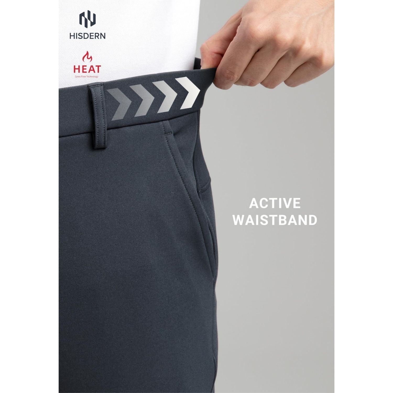 Hisdern 701 Heat Men's Golf Pants Stretch Iron Gray Comfy Work Dress