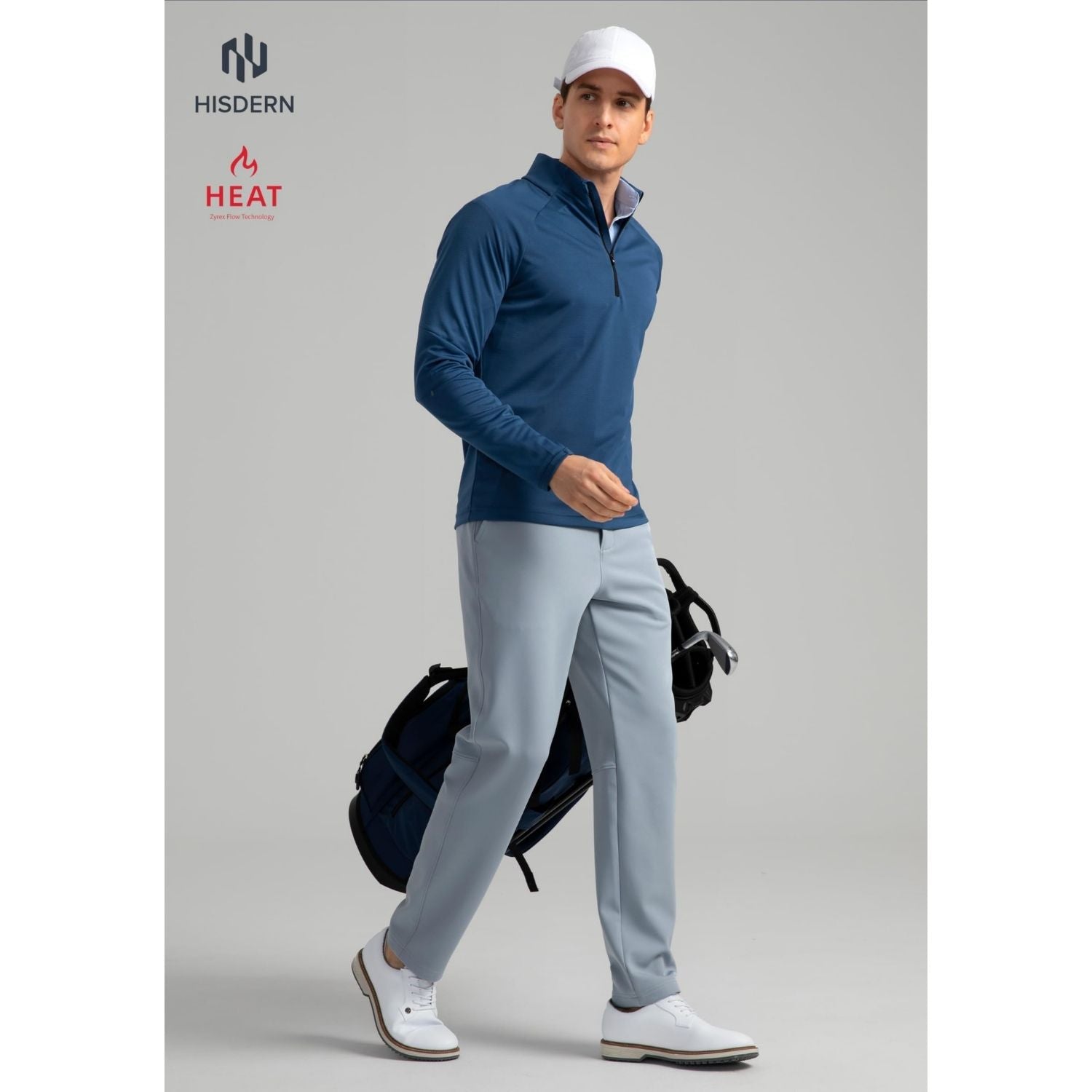 Hisdern 701 Heat Men's Golf Pants Stretch Light Gray Comfy Work Dress