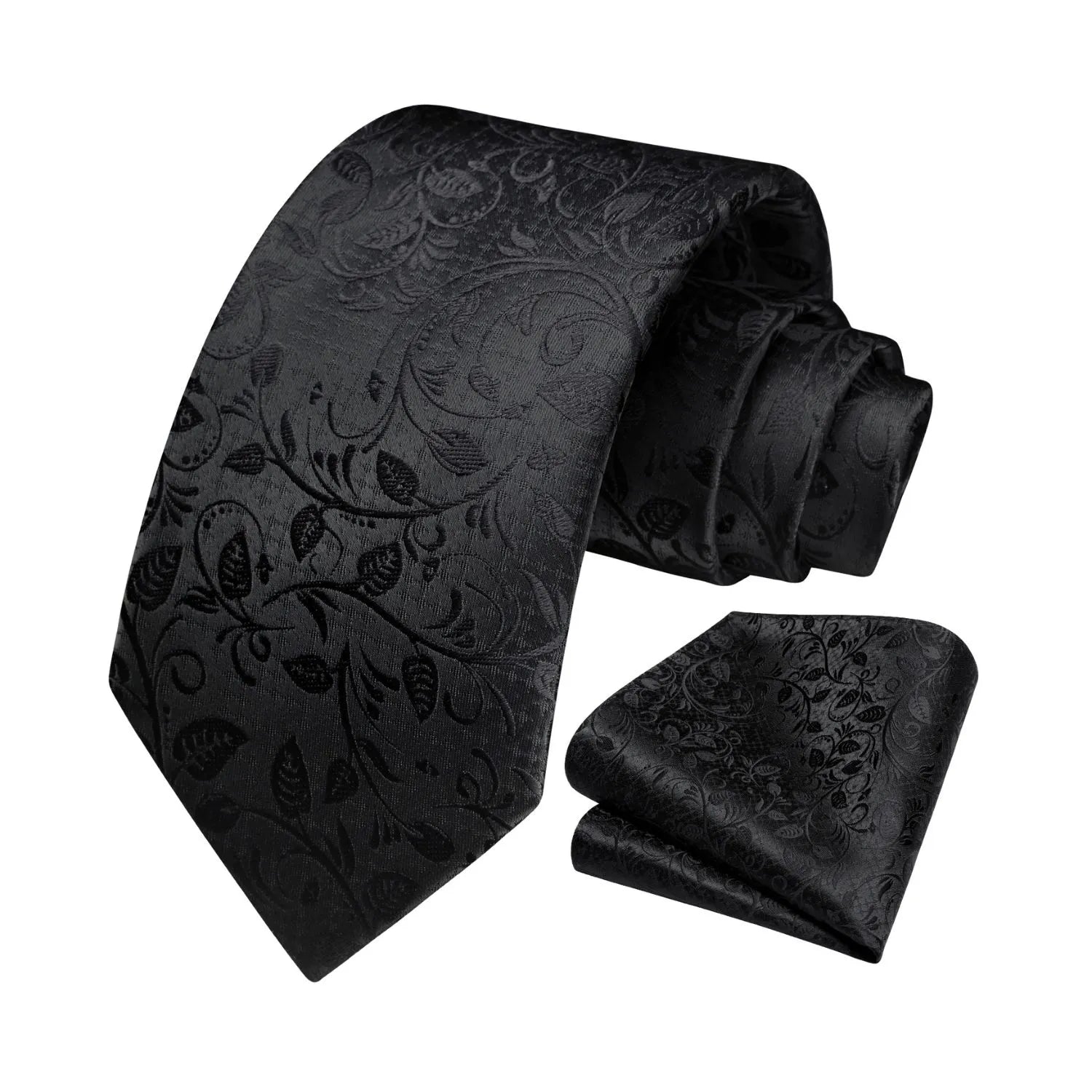 Hisdern Black Satin Vest and Floral Accessory Set