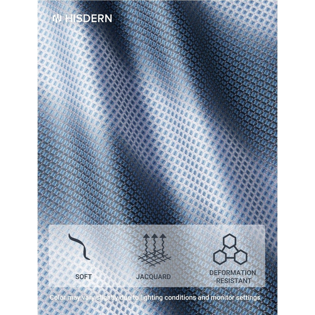Hisdern Men's Houndstooth 4-Piece Tie Set in Blue Gray for Weddings & Formal Wear