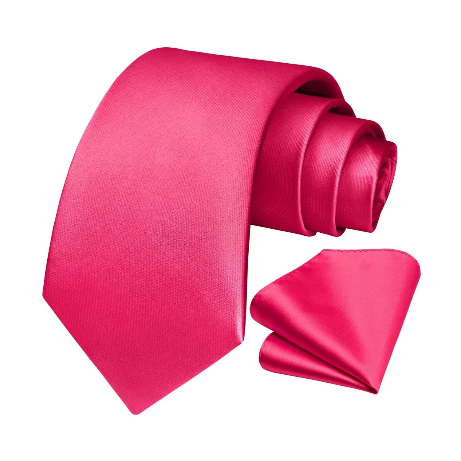 Solid Tie Handkerchief Set - A1-HOT PINK