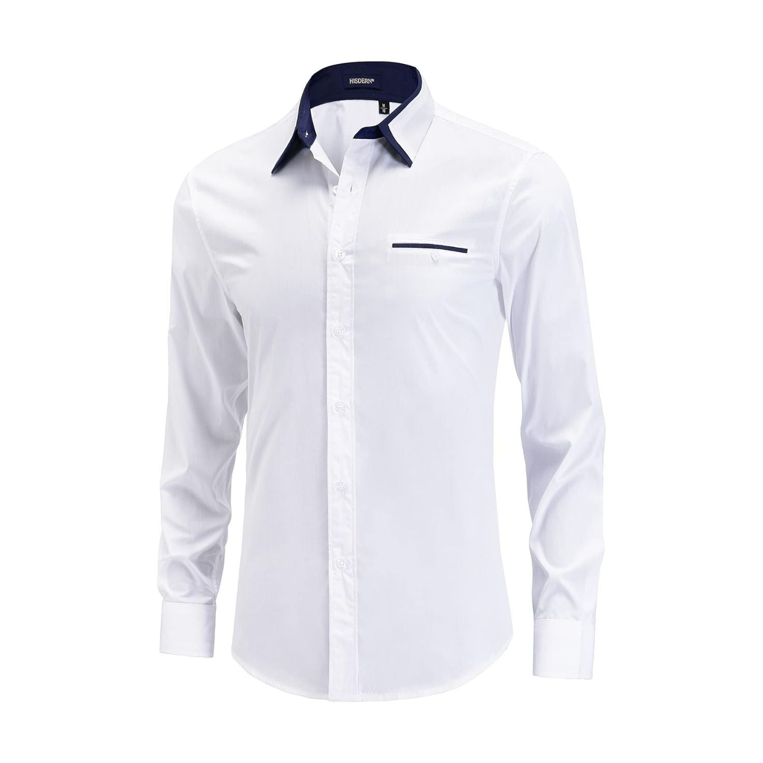 Casual Formal Shirt with Pocket - WHITE/BLACK
