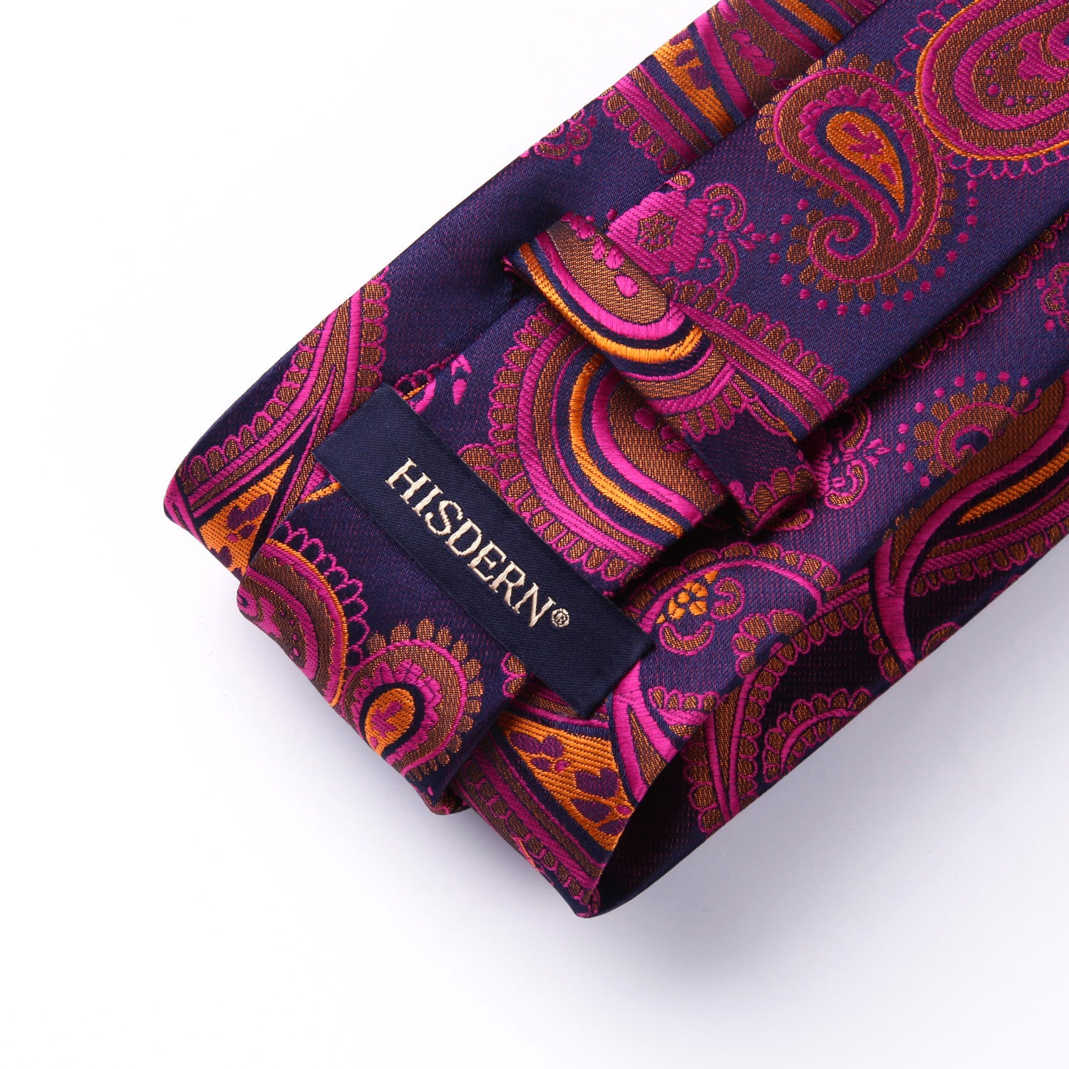 Paisley Floral Tie Handkerchief Set - A33-VIOLET RED/ORANGE