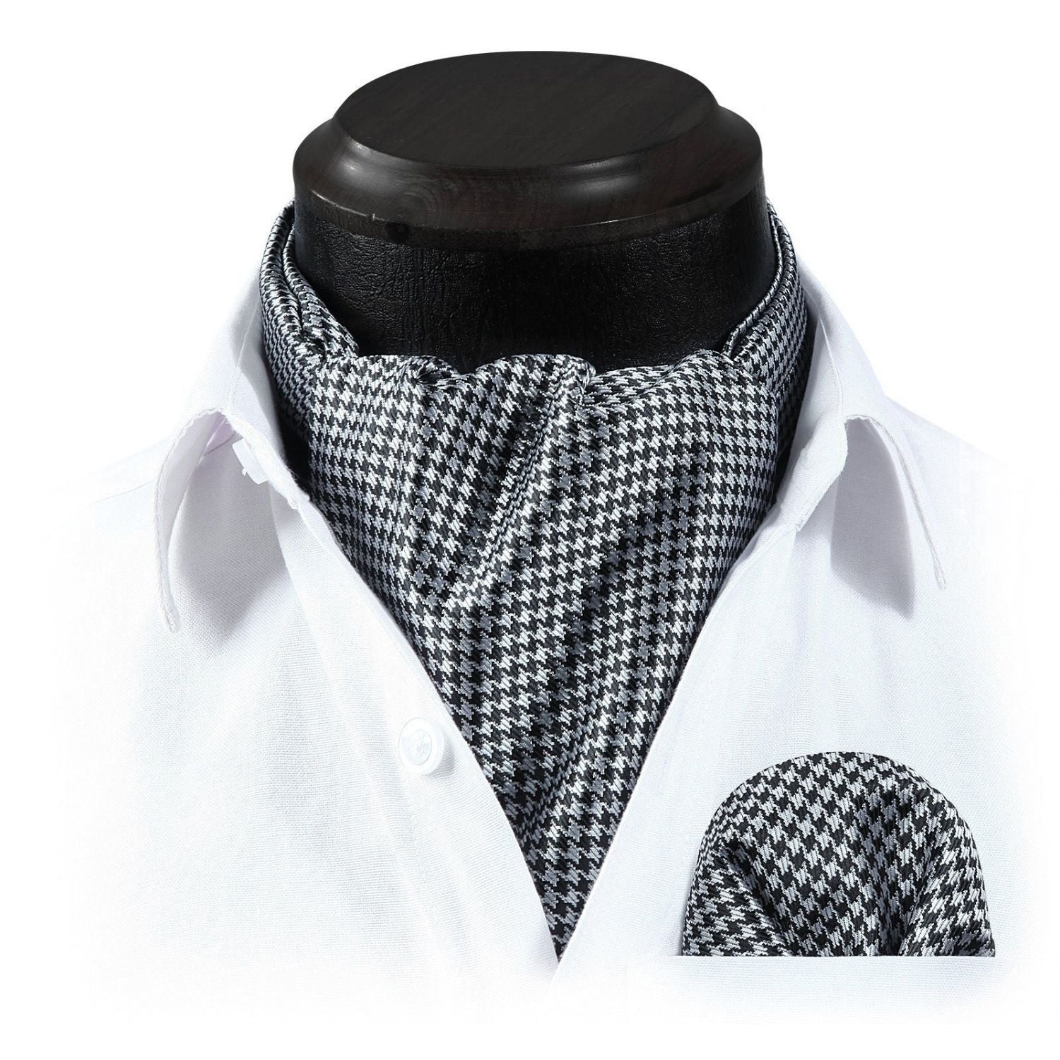 Dot Ascot Cravat Scarf - B-BLACK WHITE CHECKERED
