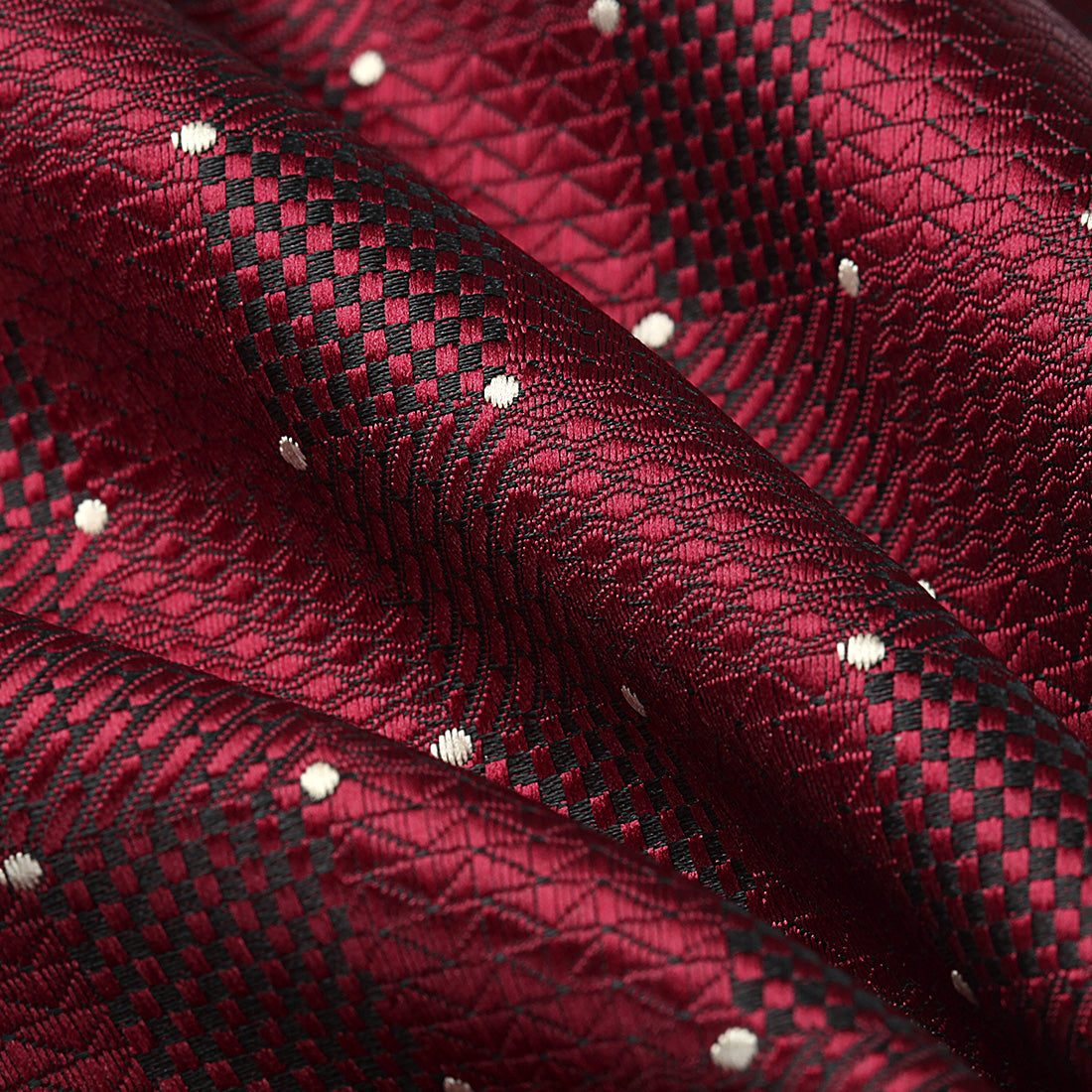 Plaid Ascot Handkerchief Set - B-BURGUNDY PLAID