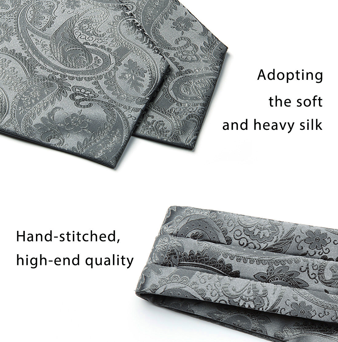 Paisley Ascot Handkerchief Set - A-GRAY