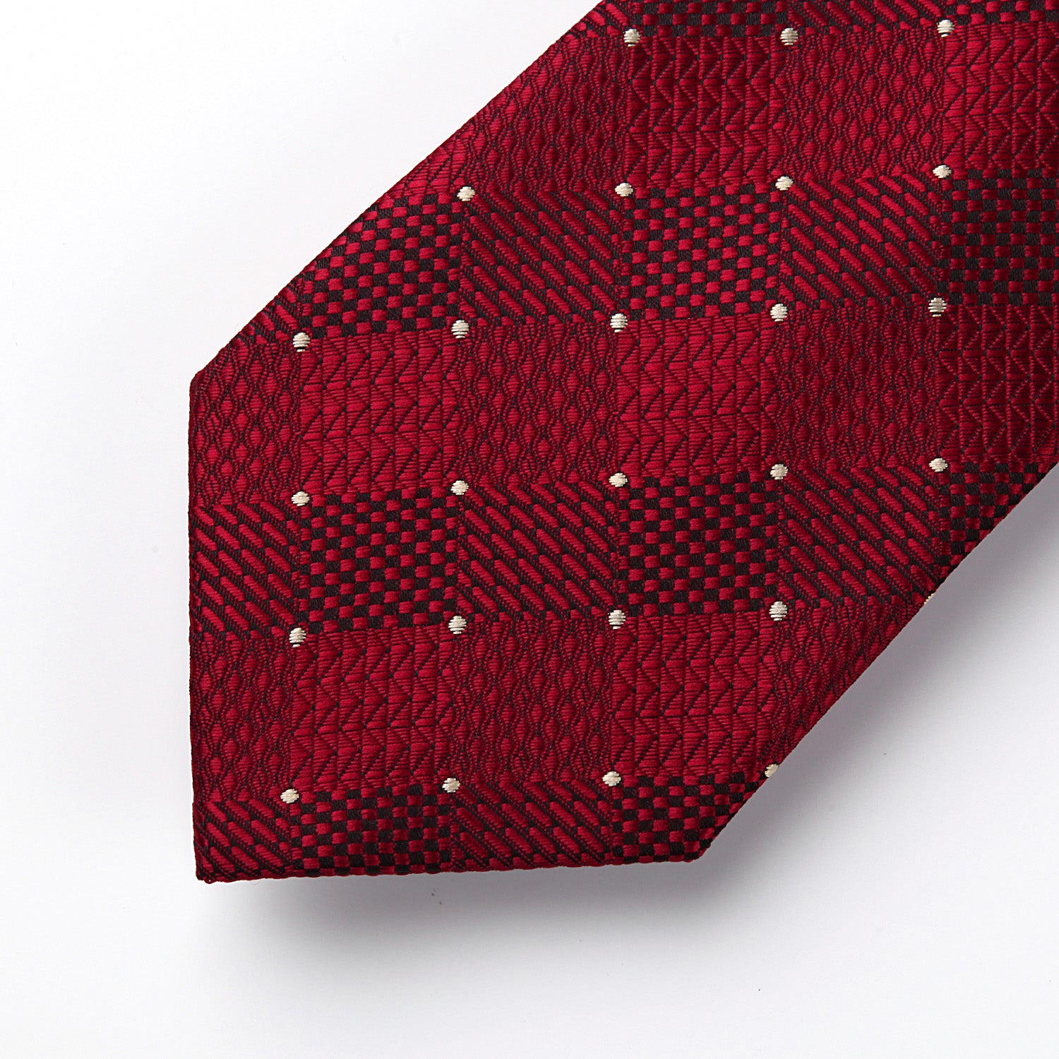 Plaid Tie Handkerchief Set - B-DARK RED