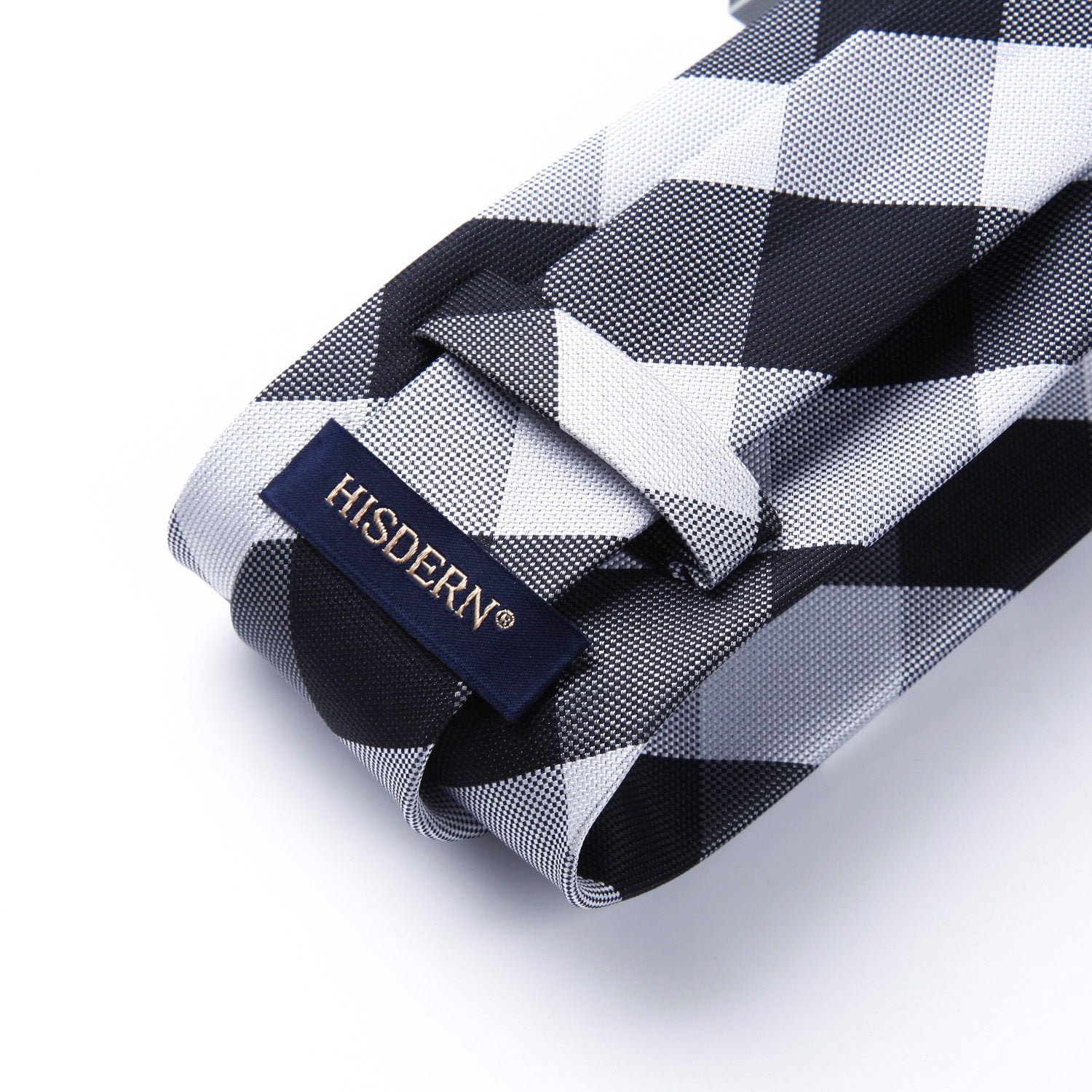 Plaid Tie Handkerchief Set - B2-BLACK