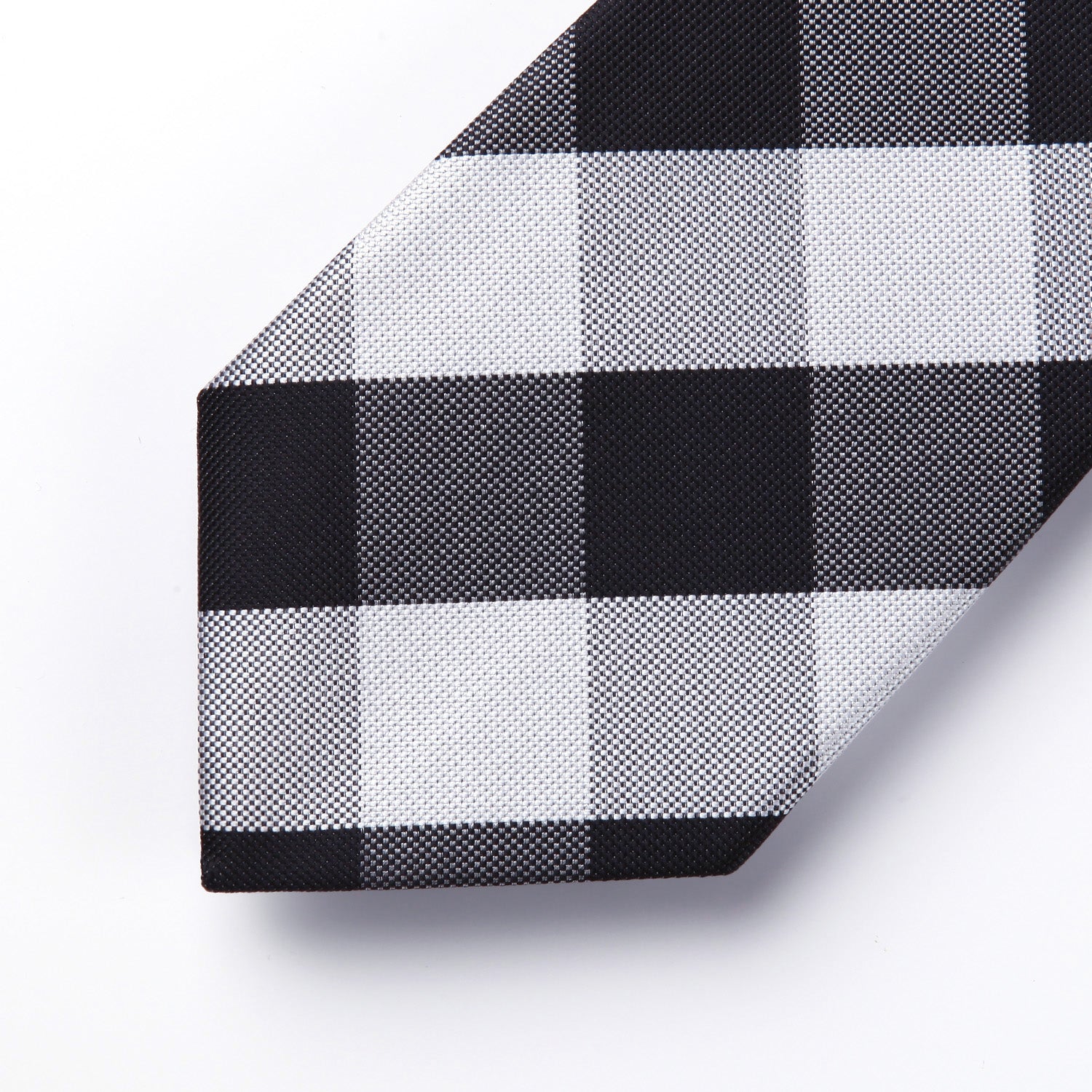 Plaid Tie Handkerchief Set - B2-BLACK