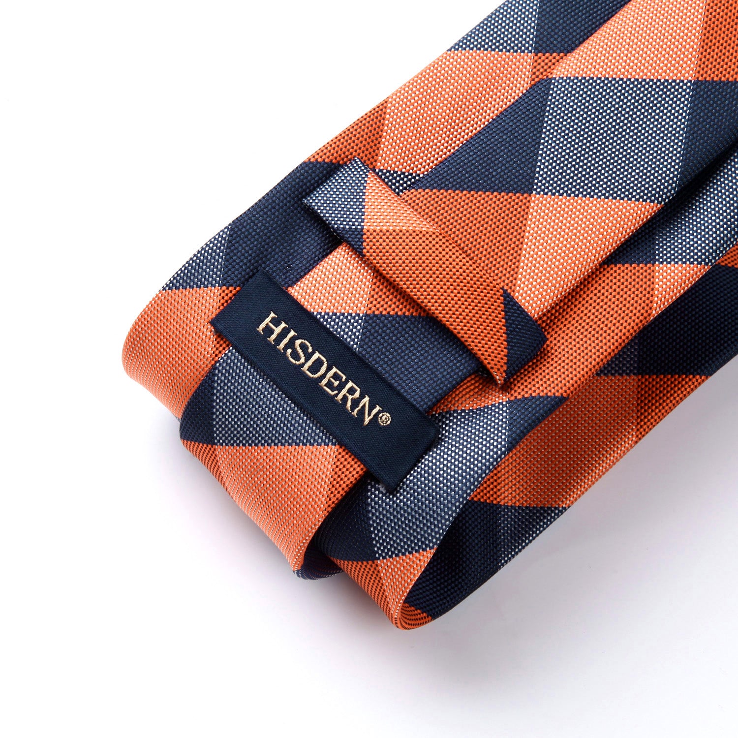 Plaid Tie Handkerchief Set - B9-ORANGE
