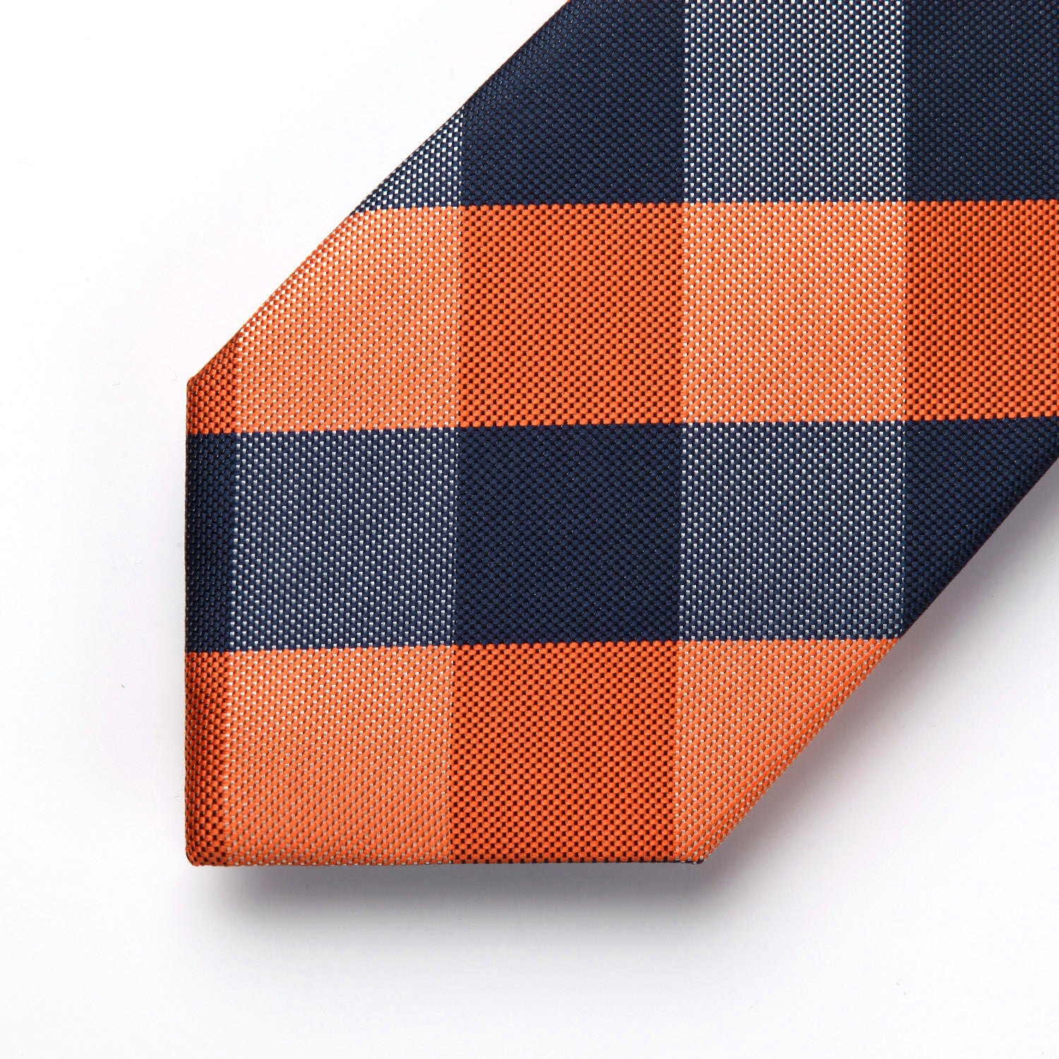 Plaid Tie Handkerchief Set - B9-ORANGE