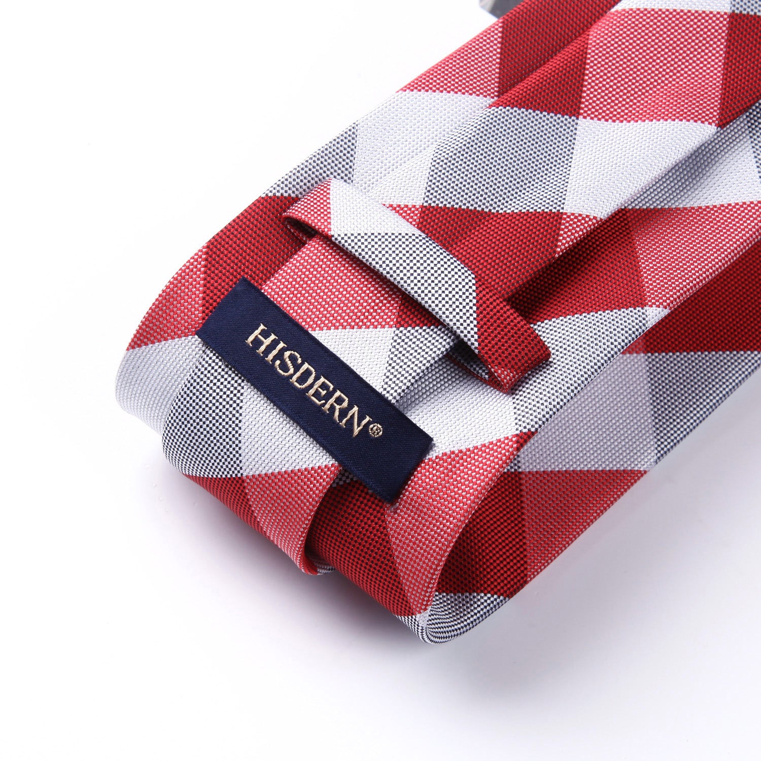 Plaid Tie Handkerchief Set - A-RED/WHITE