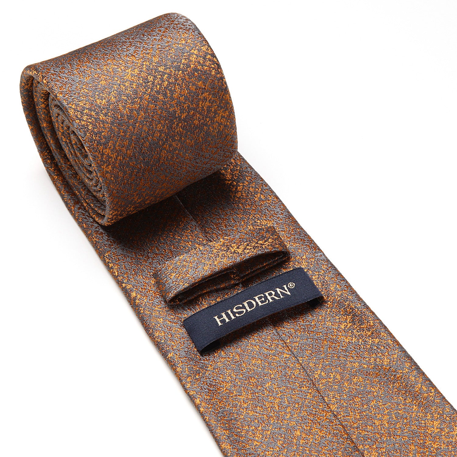 Houndstooth Tie Handkerchief Set - ORANGE