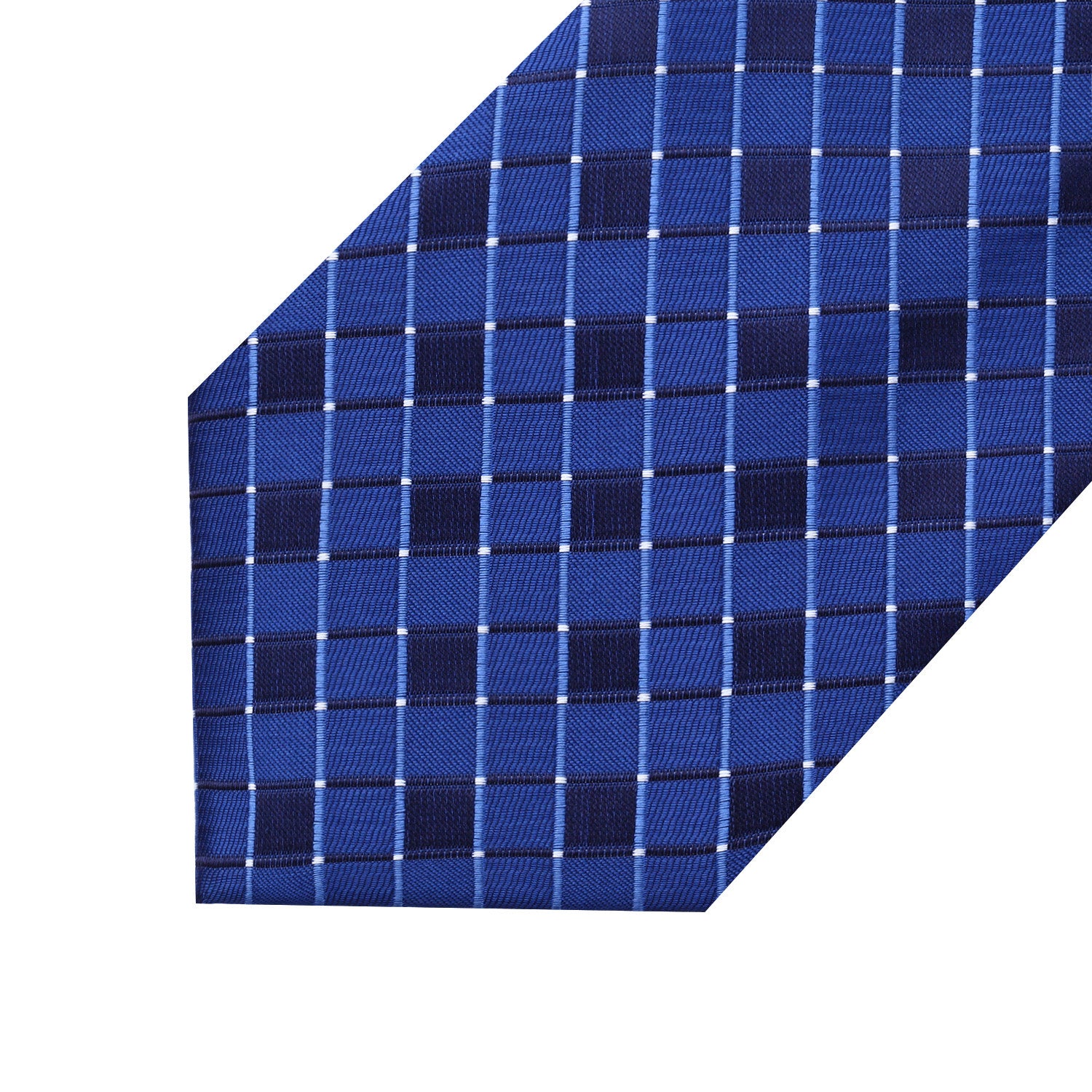 Plaid Tie Handkerchief Set - BLUE-3