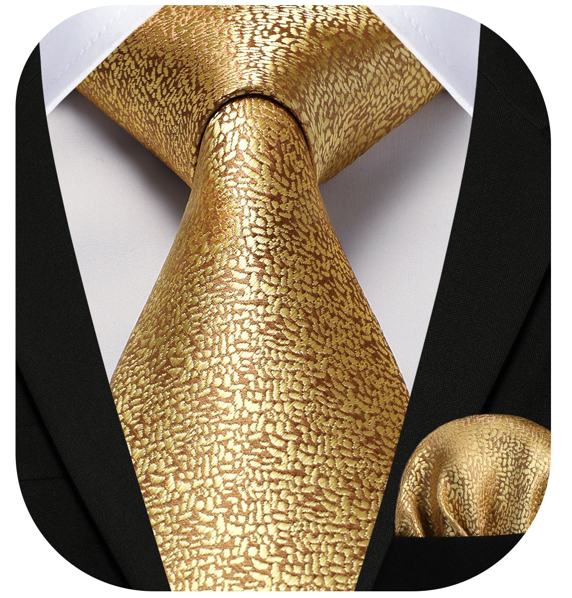Houndstooth Tie Handkerchief Set - GOLD