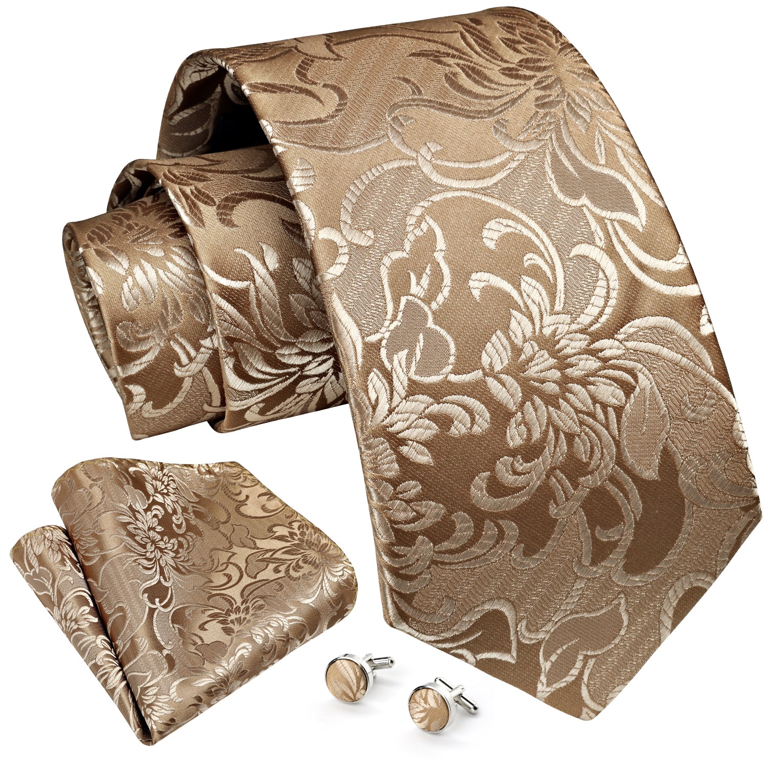 Paisley Tie Handkerchief Cufflinks - DARK GOLD