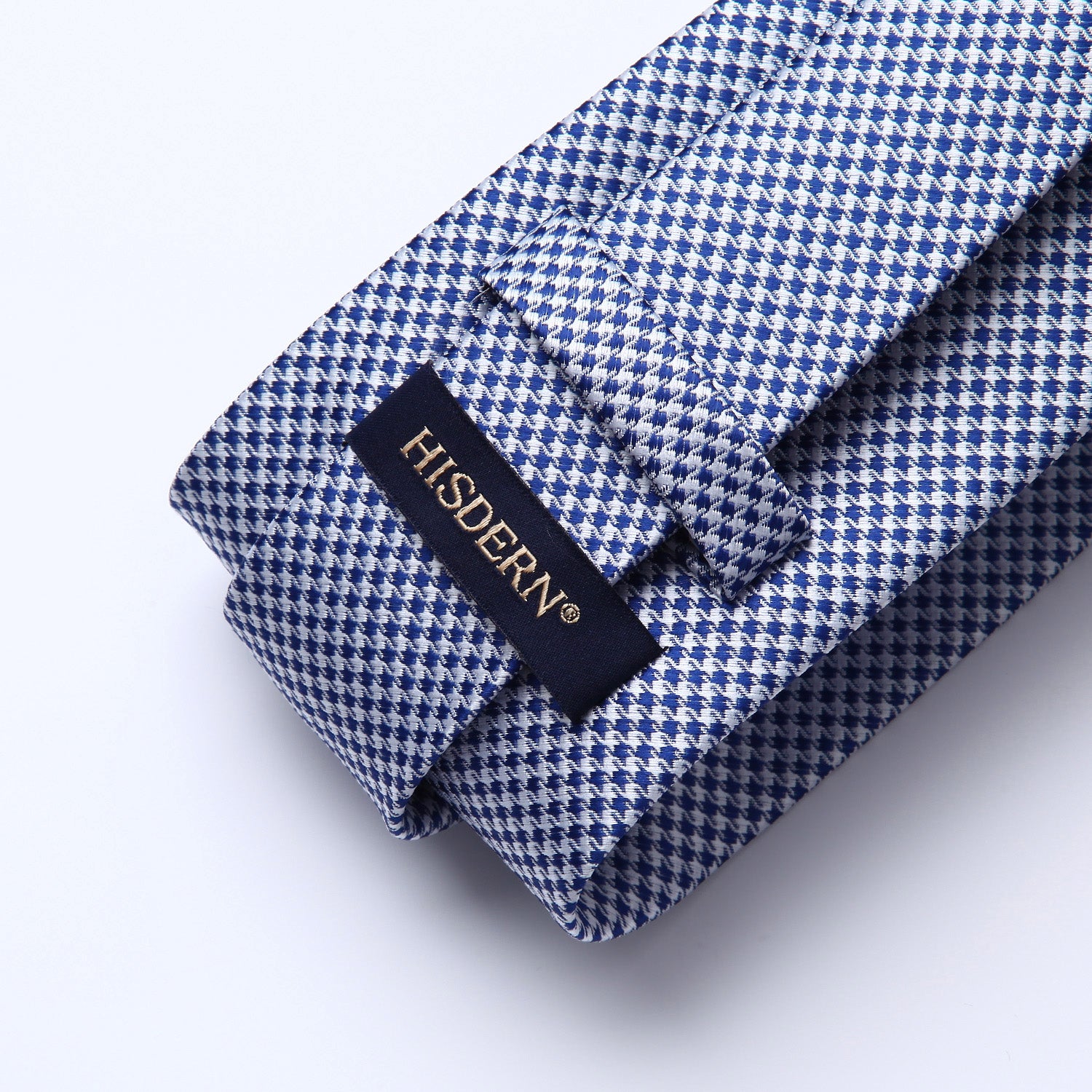 Houndstooth Tie Handkerchief Set - A-09 BLUE/WHITE HOUNDSTOOTH