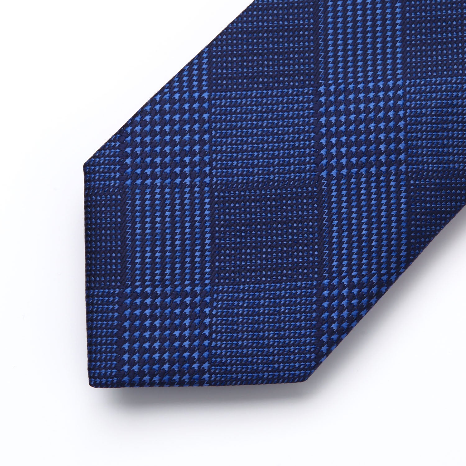 Houndstooth Tie Handkerchief Set - A-12 BLUE/NAVY BLUE