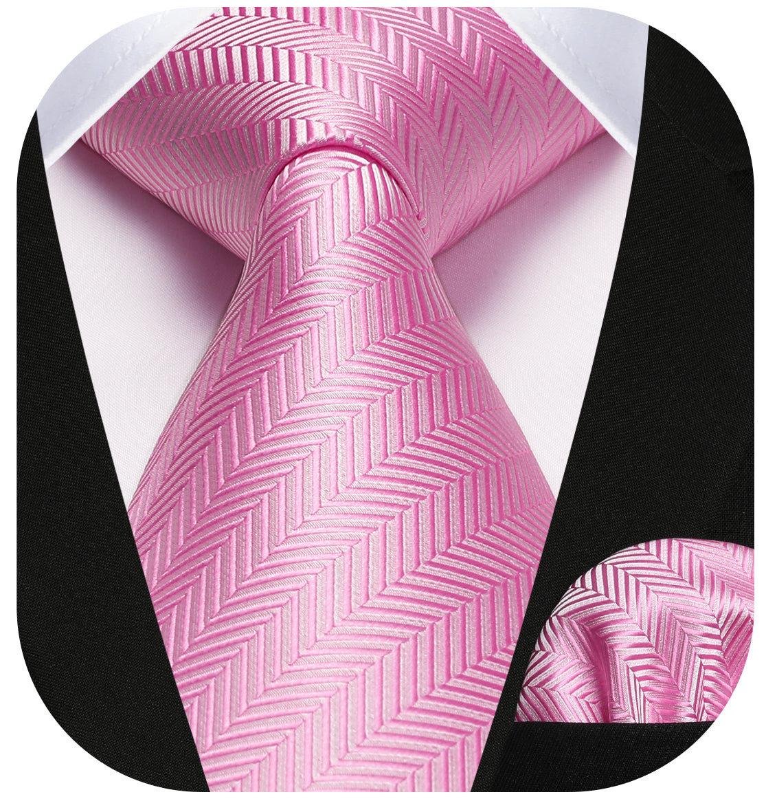 Stripe Tie Handkerchief Set - PINK