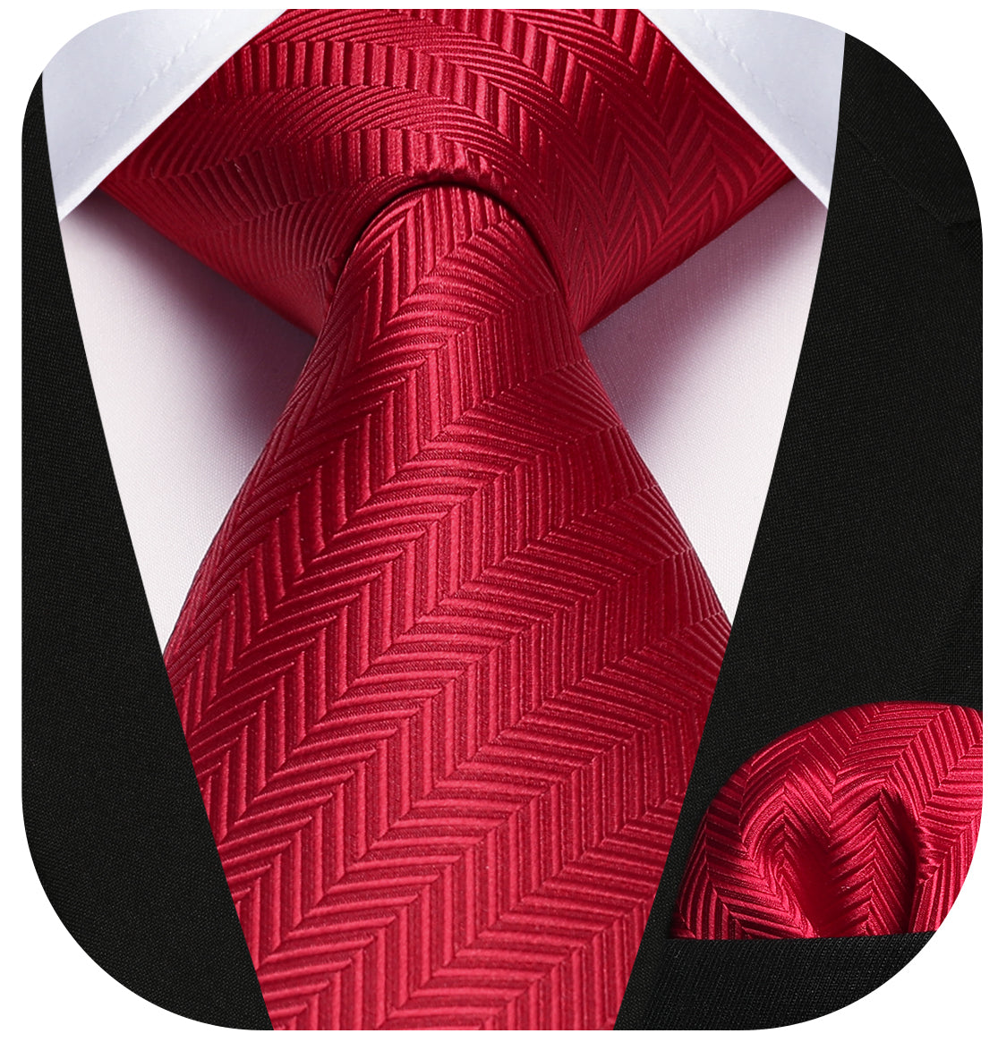 Stripe Tie Handkerchief Set - RED