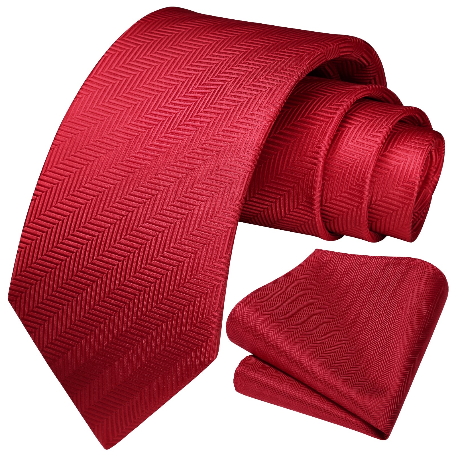 Stripe Tie Handkerchief Set - RED