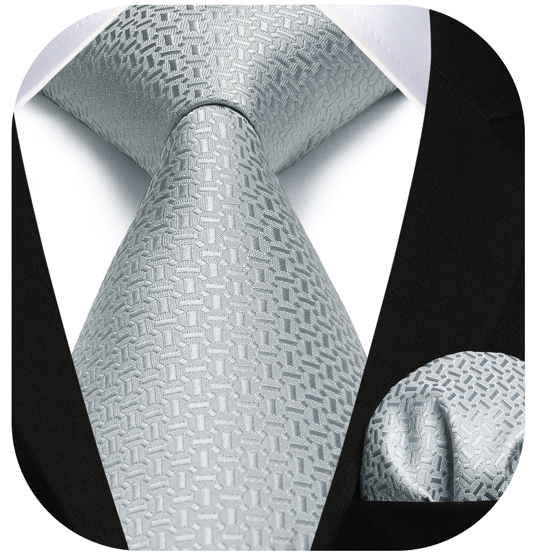 Houndstooth Tie Handkerchief Set - Z-GREY-HI