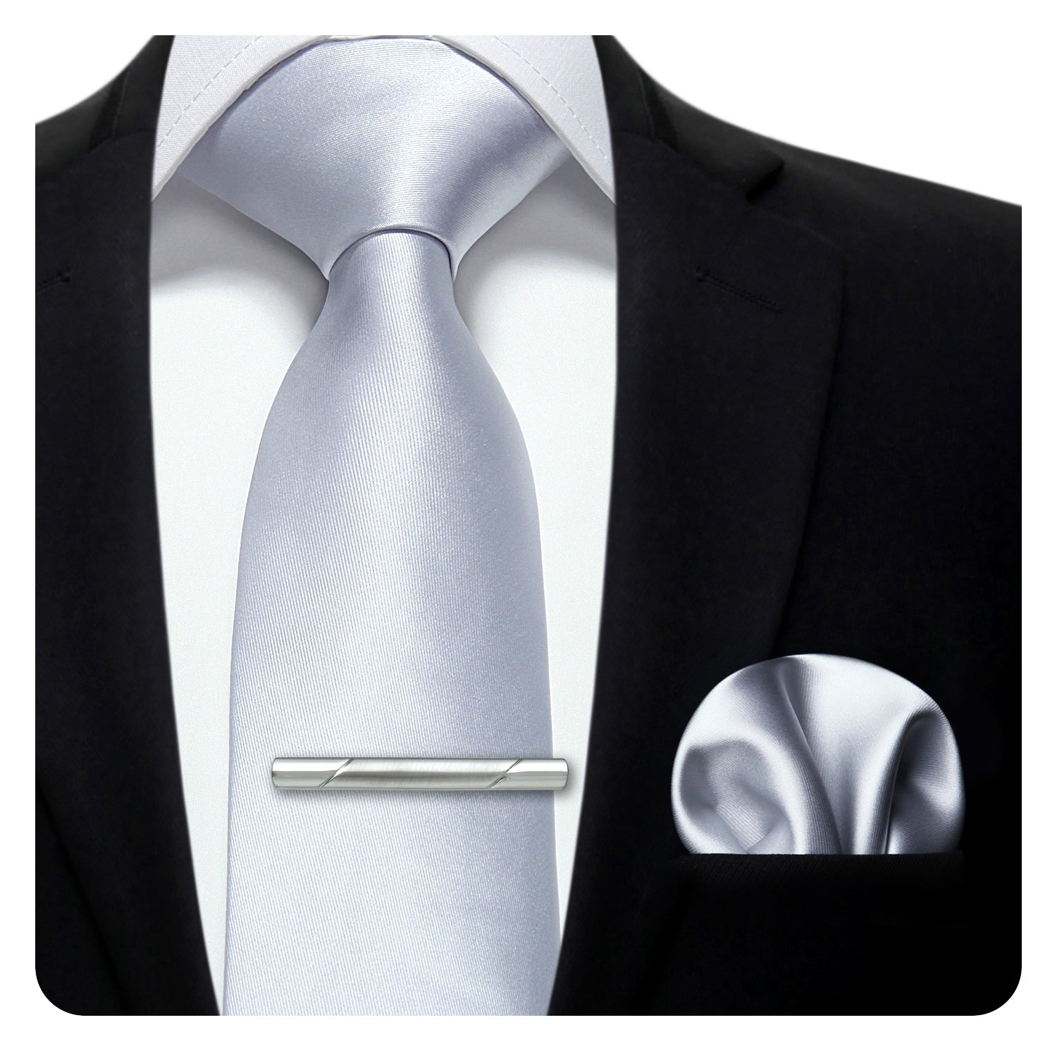 Solid Tie Handkerchief Clip - GREY