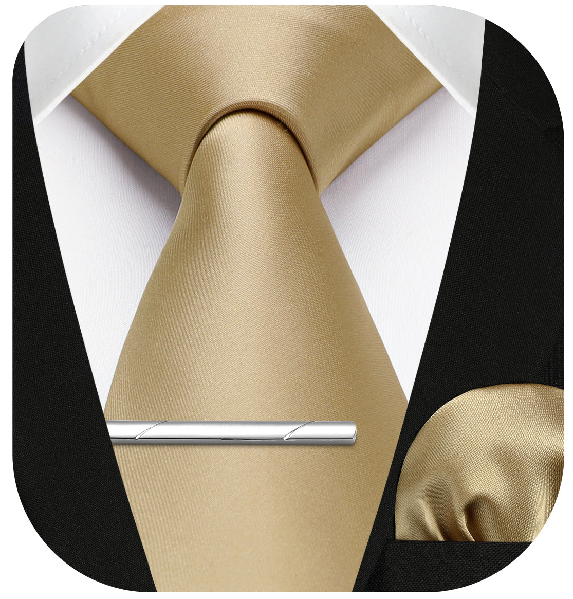 Solid Tie Handkerchief Clip - BEIGE