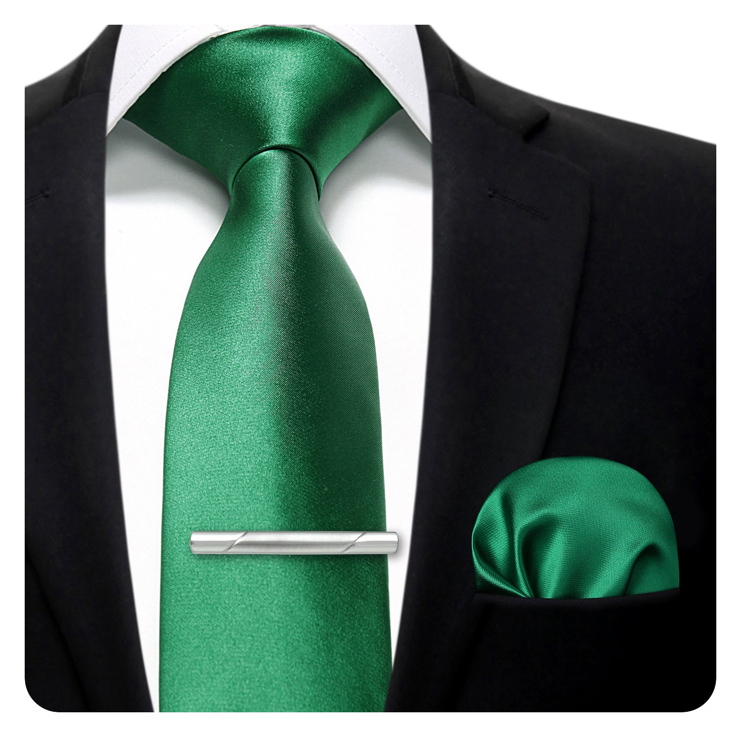 Solid Tie Handkerchief Clip - GREEN
