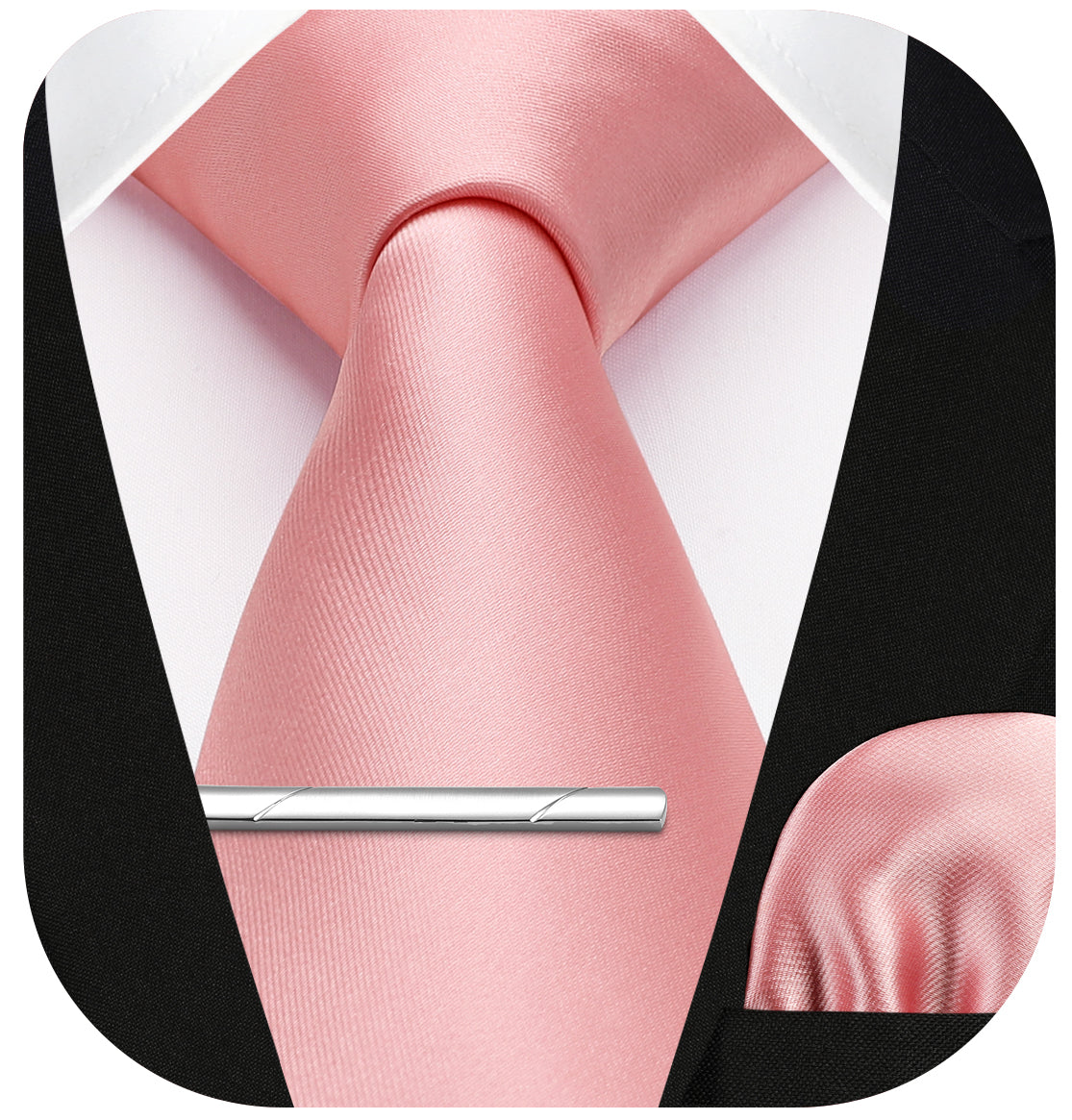 Solid Tie Handkerchief Clip - PINK-2