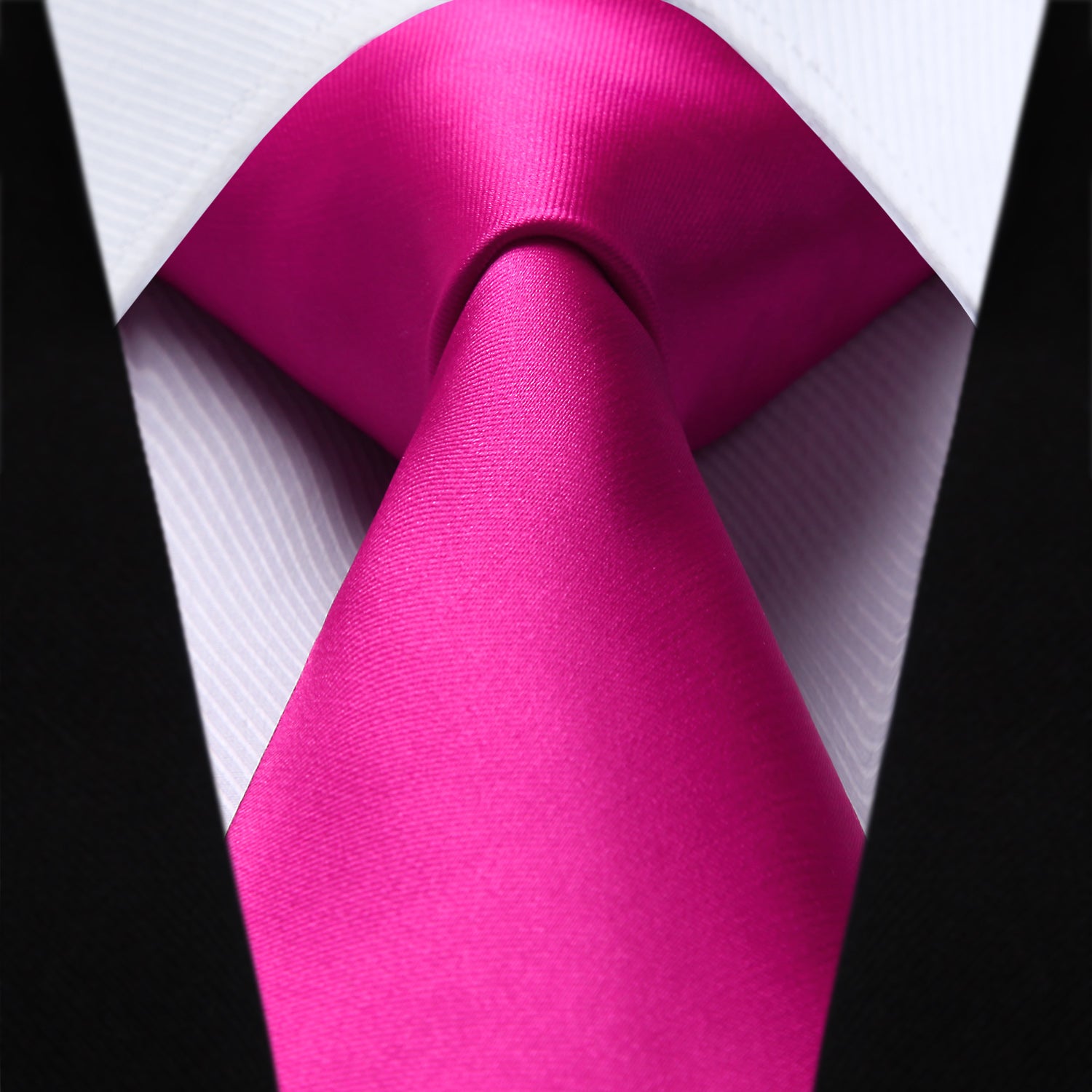Solid Tie Handkerchief Set - A1-HOT PINK
