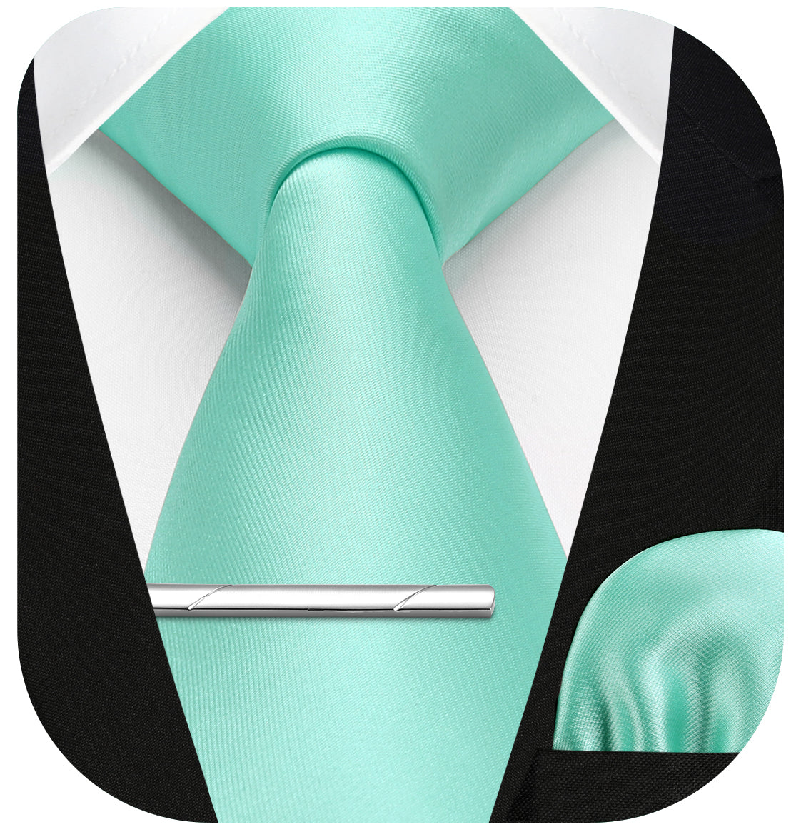 Solid Tie Handkerchief Clip - AQUA-1