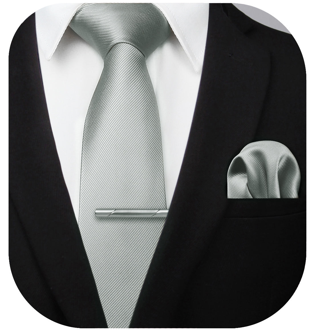 Solid Tie Handkerchief Cufflinks - L- DARK GREY