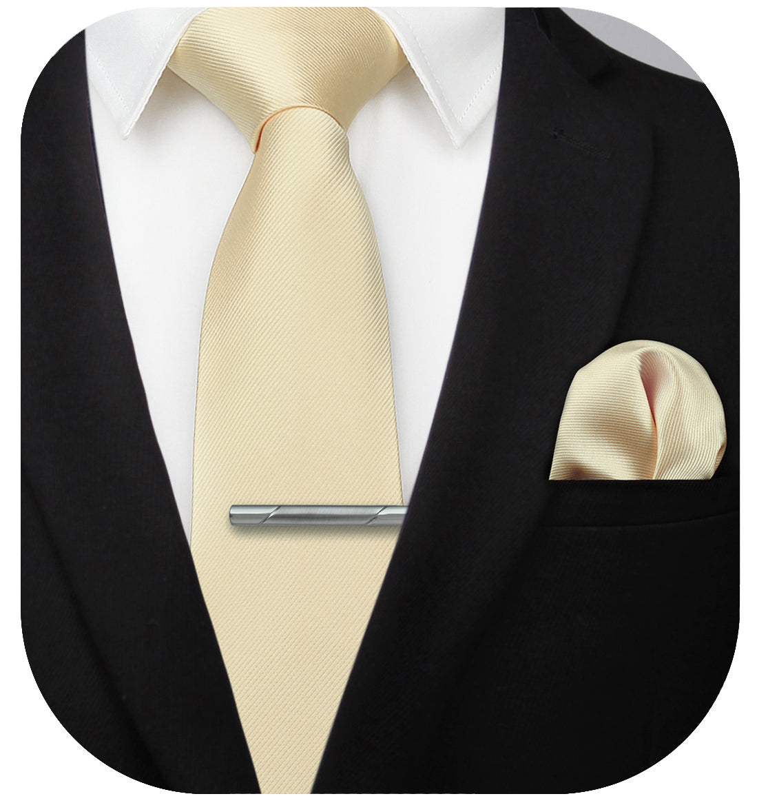 Solid Tie Handkerchief Cufflinks - A- LIGHT CHAMPAGNE