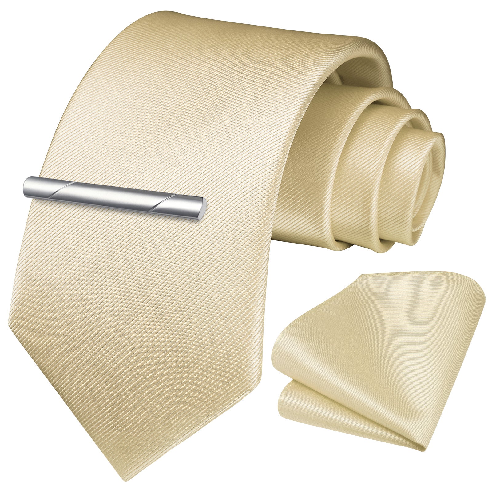 Solid Tie Handkerchief Cufflinks - A- LIGHT CHAMPAGNE