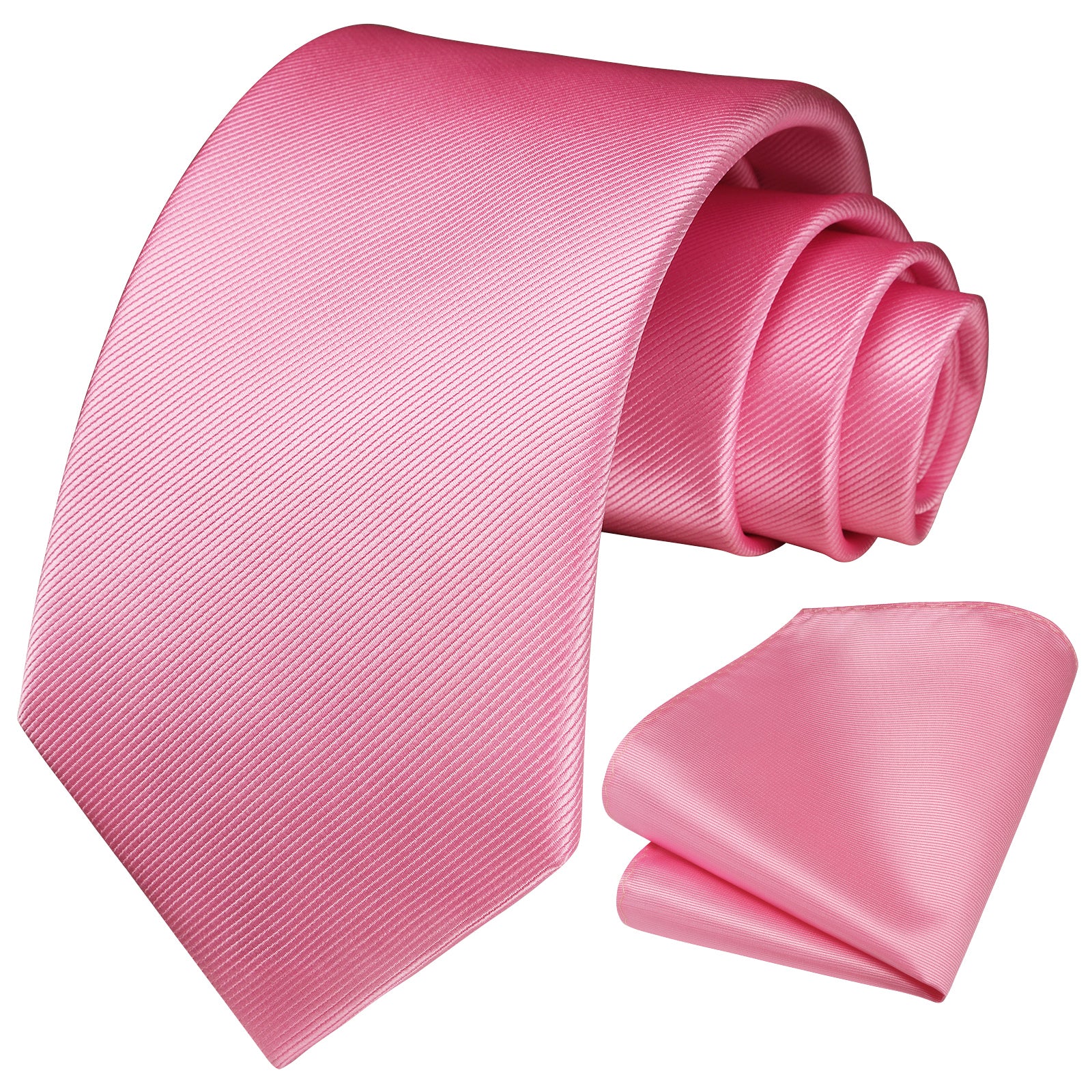 Solid 3.35 inch Tie Handkerchief Set - E-PINK