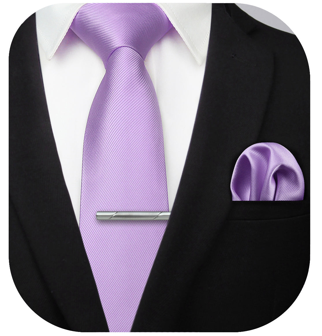 Solid Tie Handkerchief Cufflinks - H- LAVENDER PURPLE